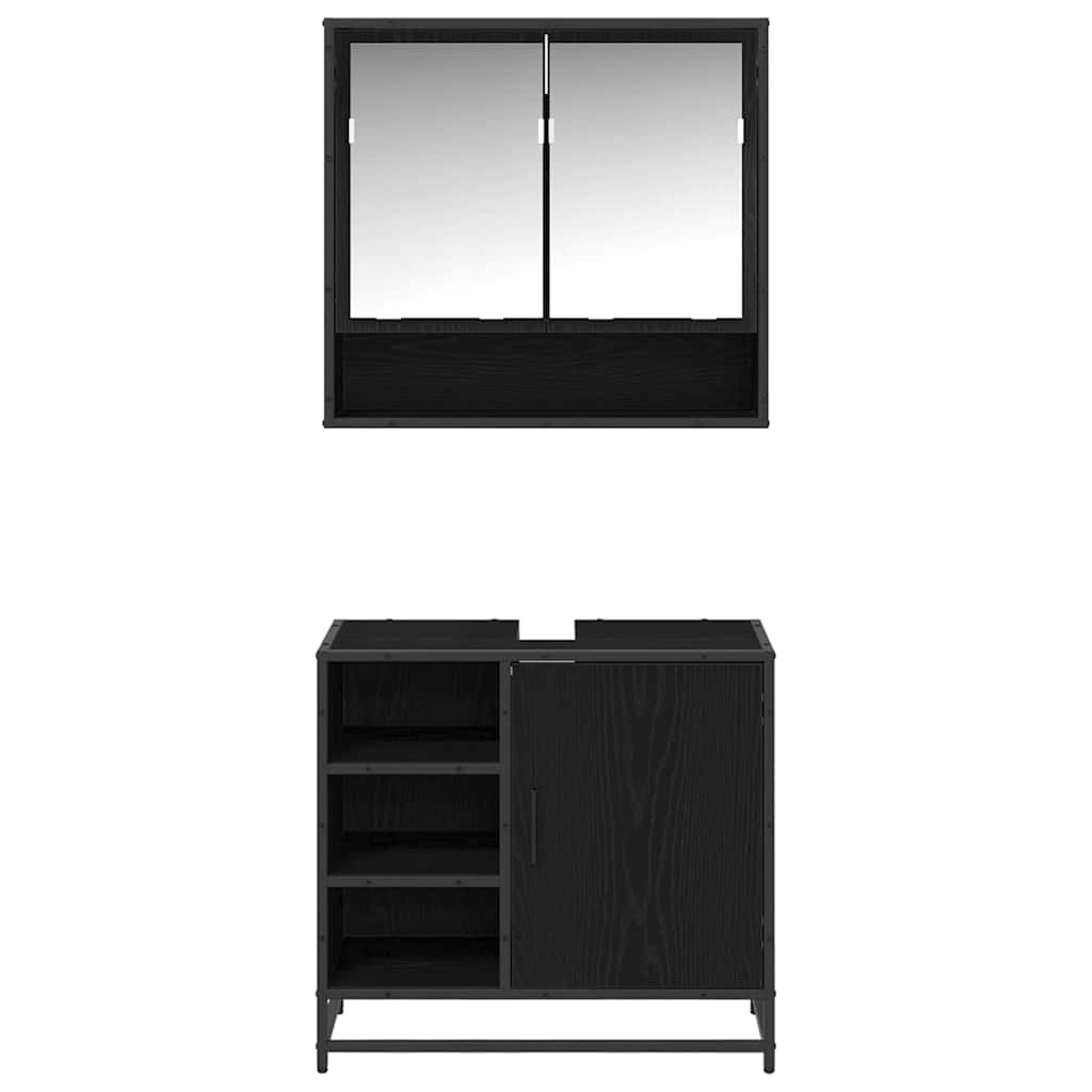 Set namještaja za kupaonicu 2 pcs Crni hrast Konstruirano drvo