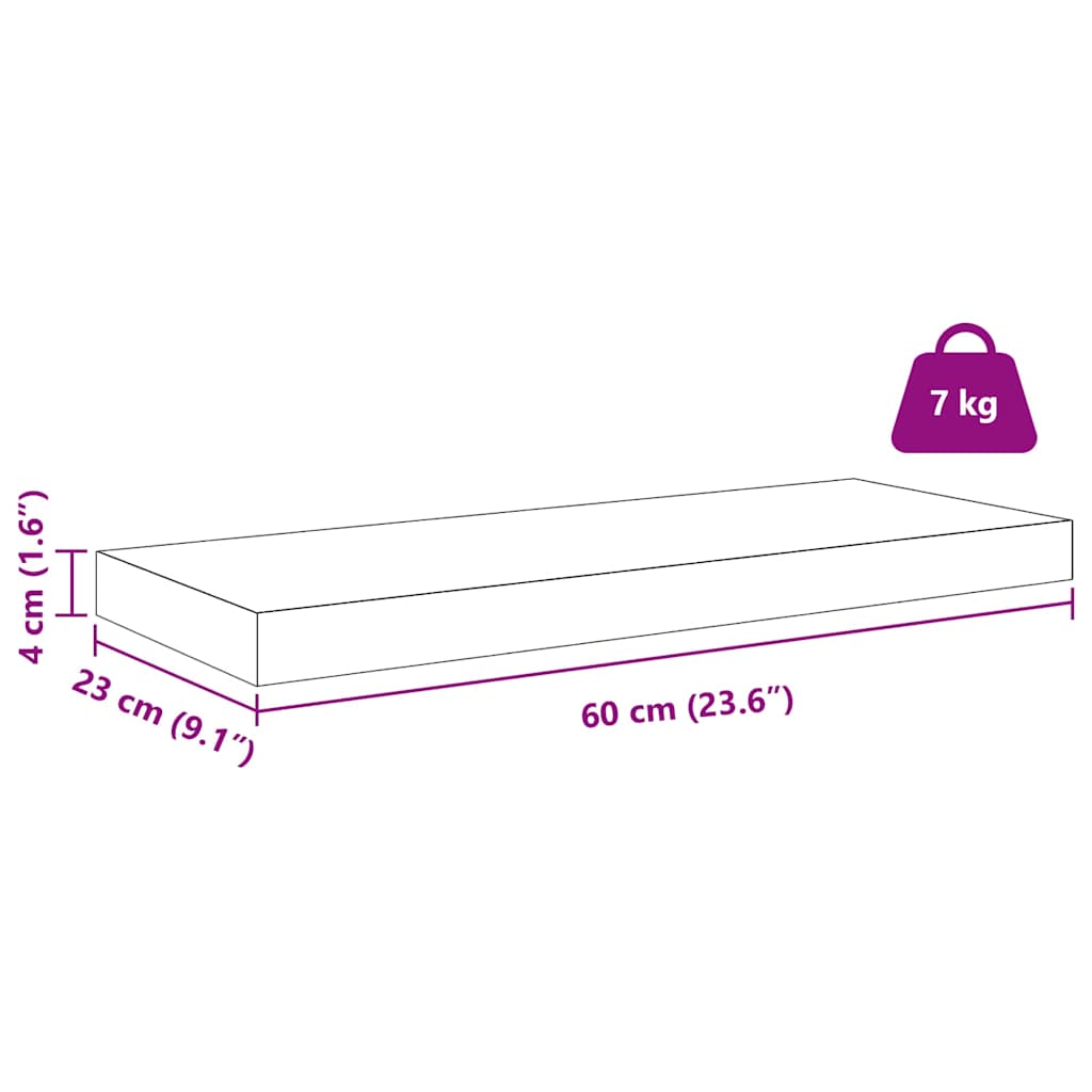Polica na zidu 4 pcs Crvena 60 x 23 x 4 cm Konstruirano drvo