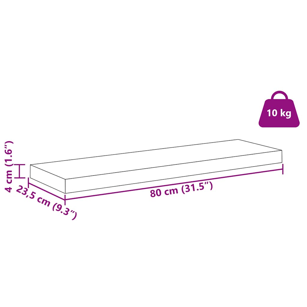 Polica na zidu 2 pcs Smeđa 80 x 23,5 x 4 cm Konstruirano drvo