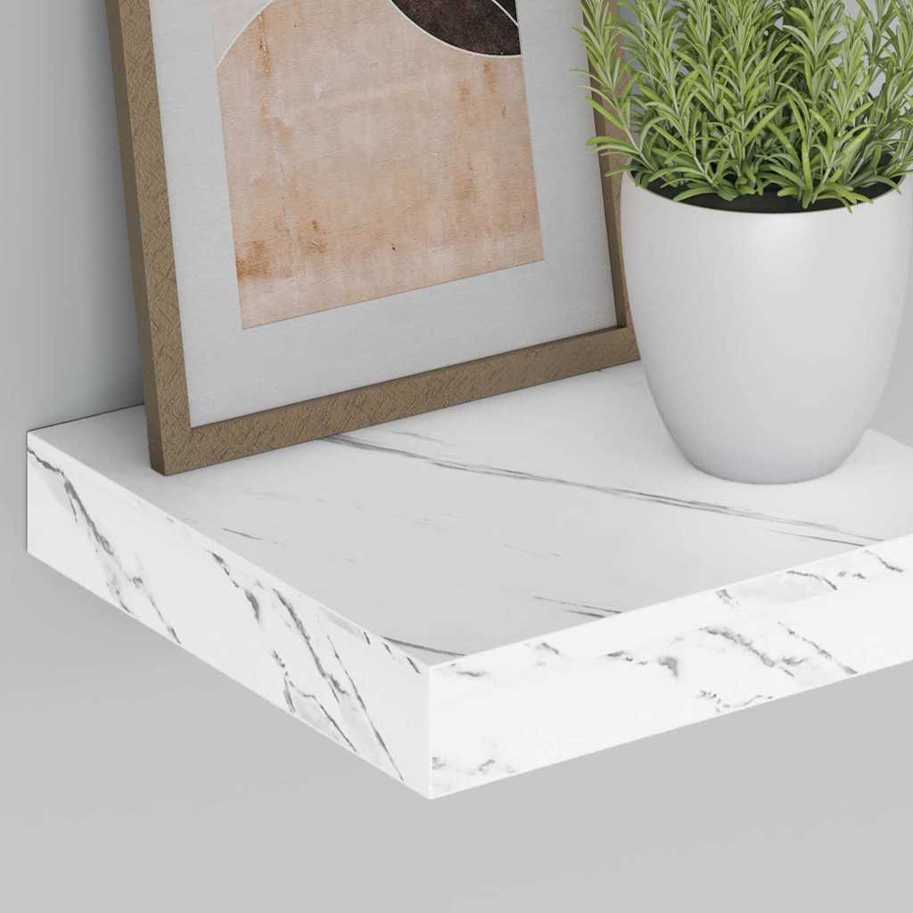 Polica na zidu Zidne 4 pcs Bijeli mramor 23 x 23,5 x 4 cm