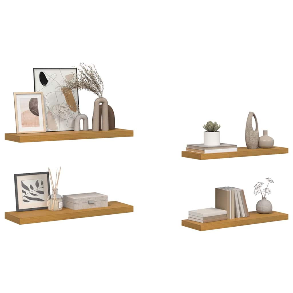 Polica na zidu 4 pcs Bež 80 x 23,5 x 4 cm Konstruirano drvo