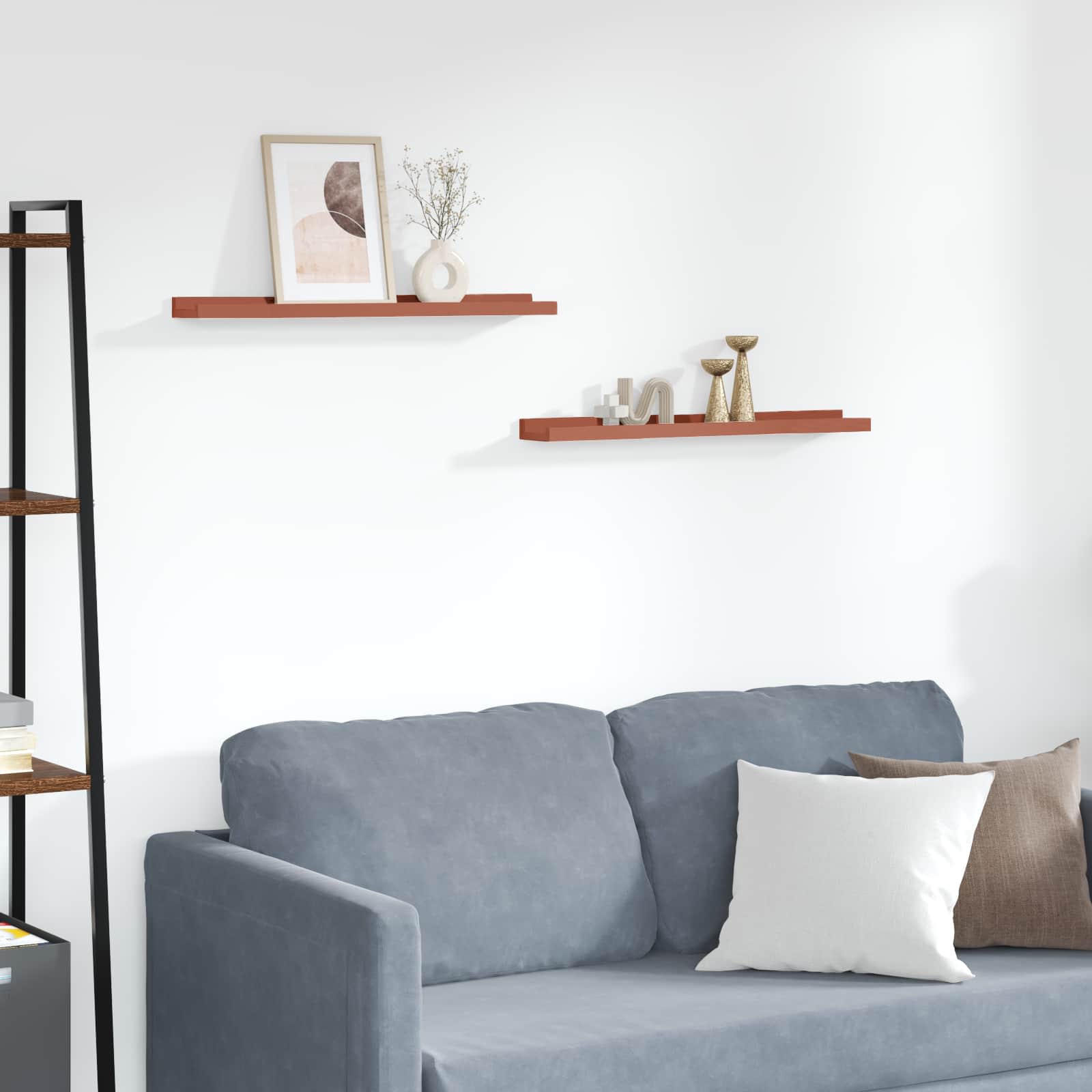 Polica na zidu 2 pcs Crvena 60 x 9 x 3 cm Konstruirano drvo