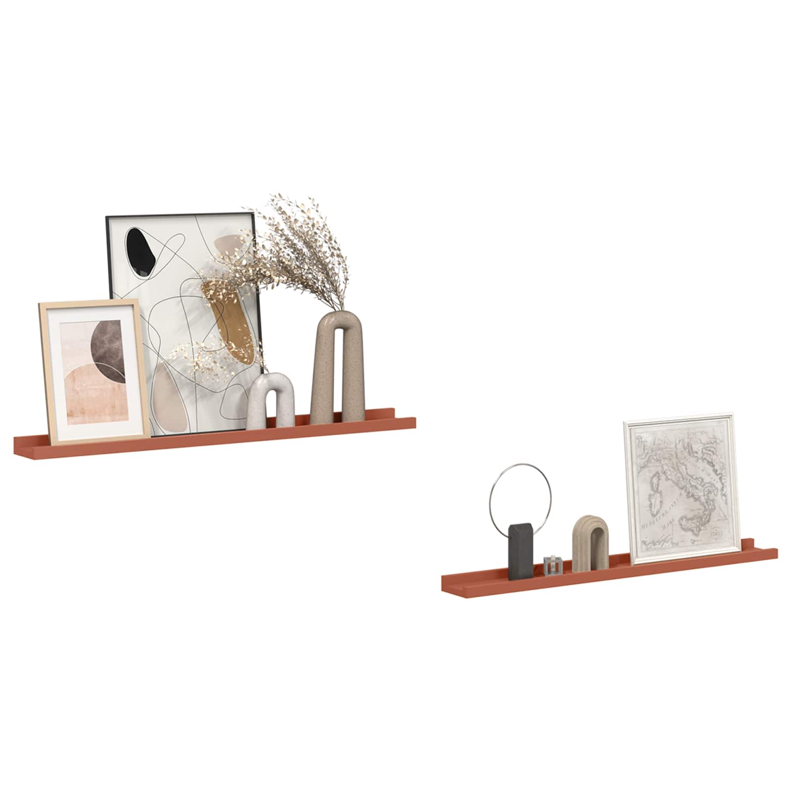 Polica na zidu 2 pcs Crvena 80 x 9 x 3 cm Konstruirano drvo
