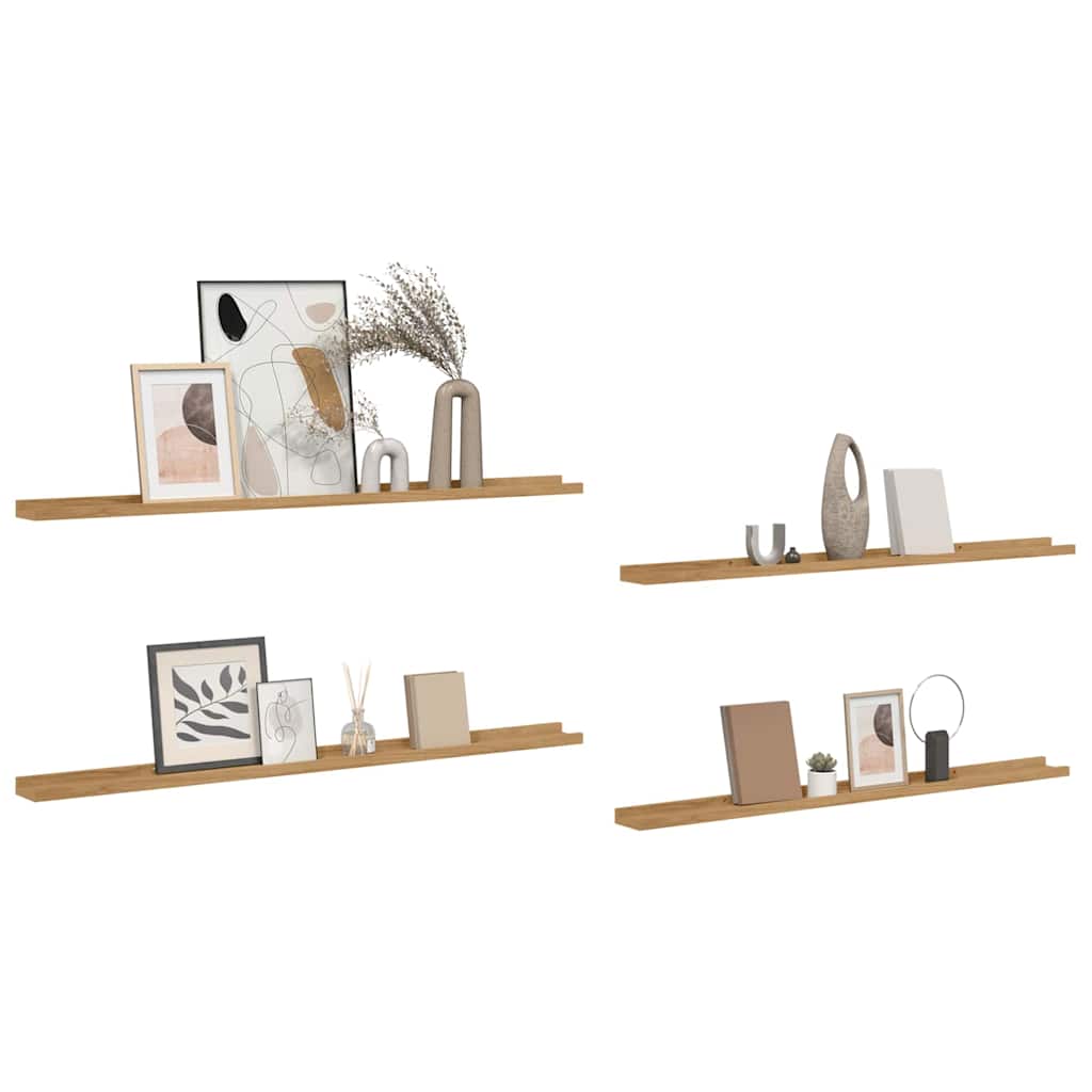 Polica na zidu 4 pcs Smeđa 115 x 9 x 3 cm Konstruirano drvo