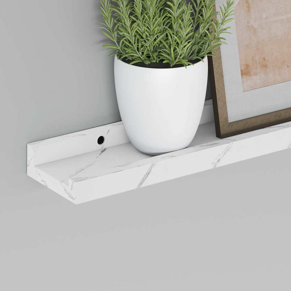Polica na zidu s policom 2 pcs Bijeli mramor 40 x 9 x 3 cm