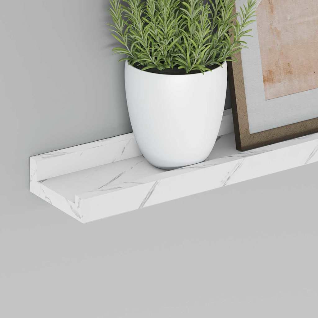 Polica na zidu s policom 2 pcs Bijeli mramor 60 x 9 x 3 cm