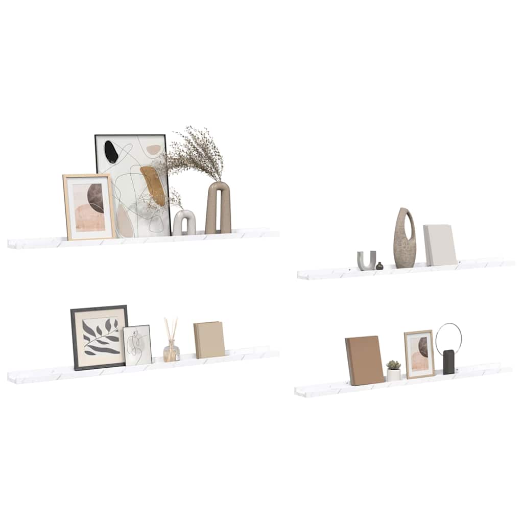 Polica na zidu s policom 4 pcs Bijeli mramor 115 x 9 x 3 cm