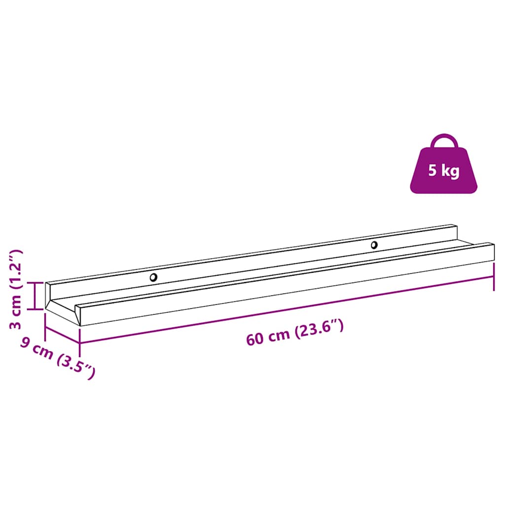 Polica na zidu Zidne 2 pcs Bež 60 x 9 x 3 cm Konstruirano drvo