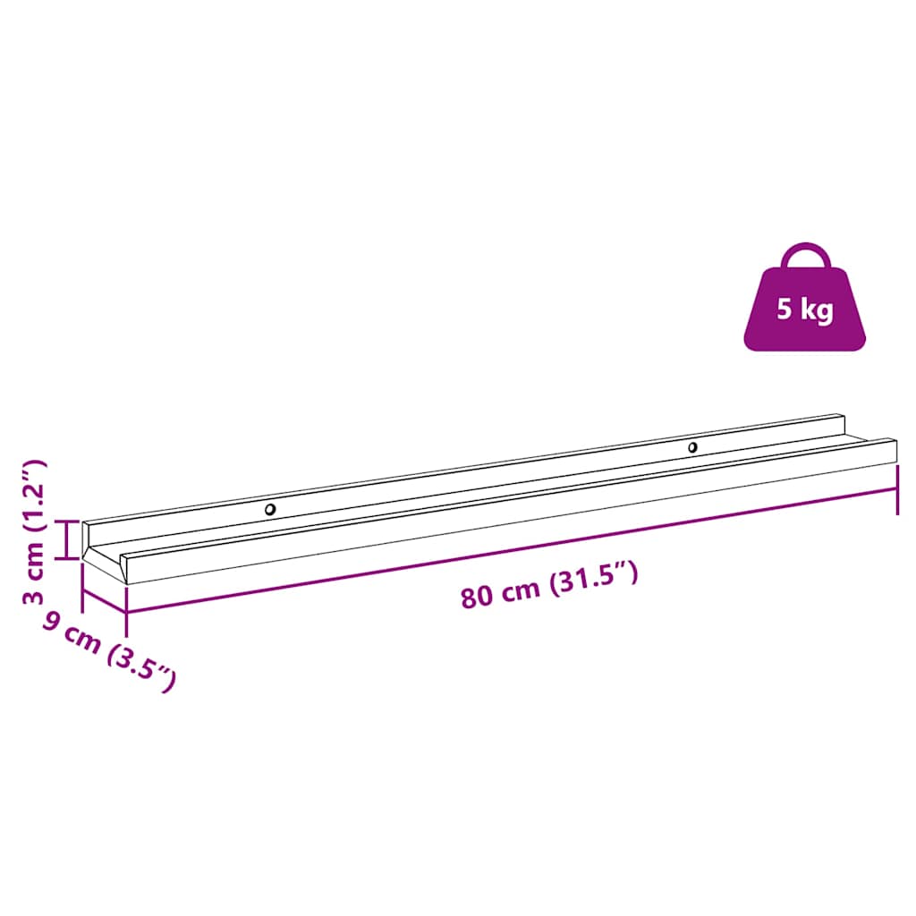 Polica na zidu Zidne 2 pcs Bež 80 x 9 x 3 cm Konstruirano drvo