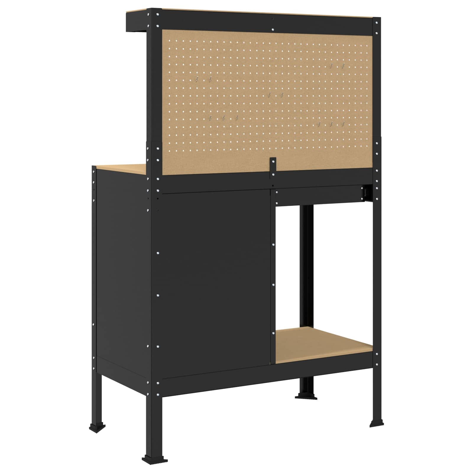 Radna klupa Crna 90 x 49 x 141 cm Projektirano drvo i metal