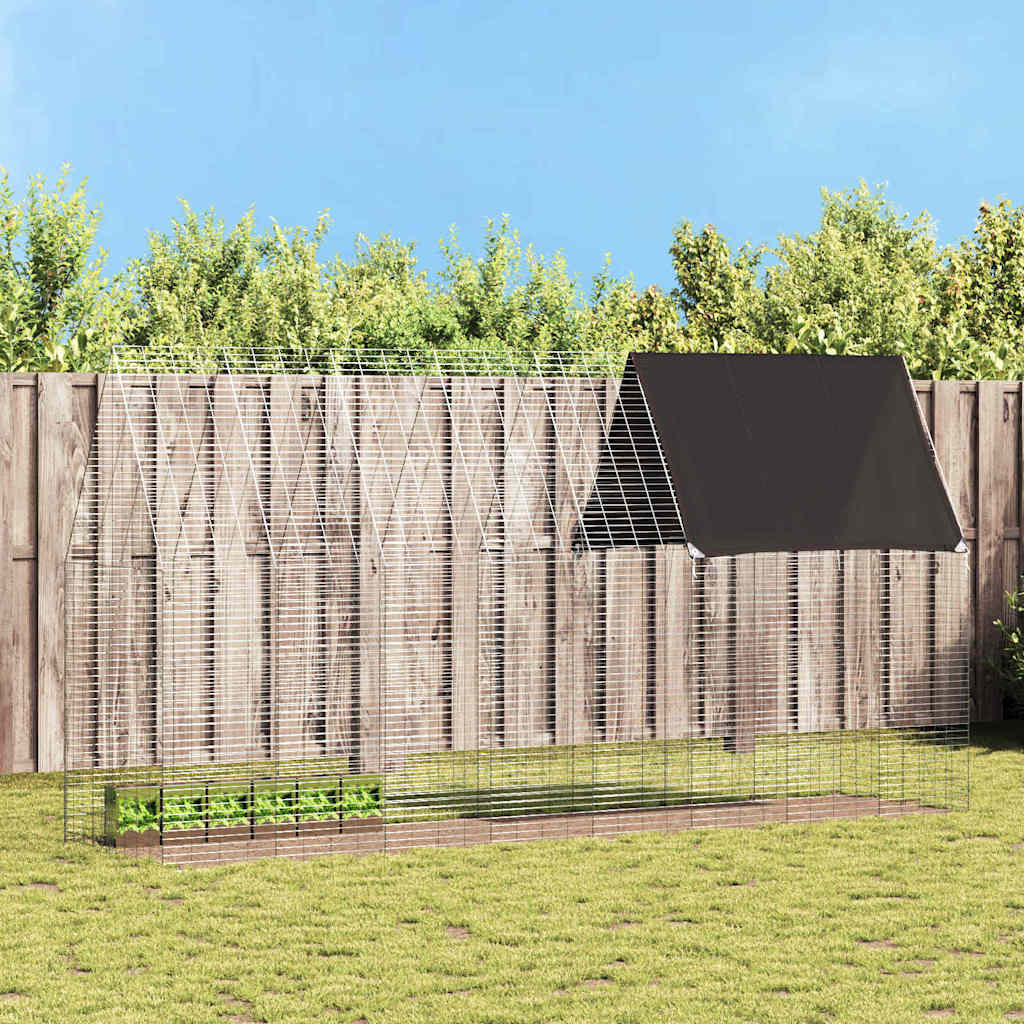 Kavez za zečeve Srebrno 400 x 100 x 210 cm Cinkani čelik