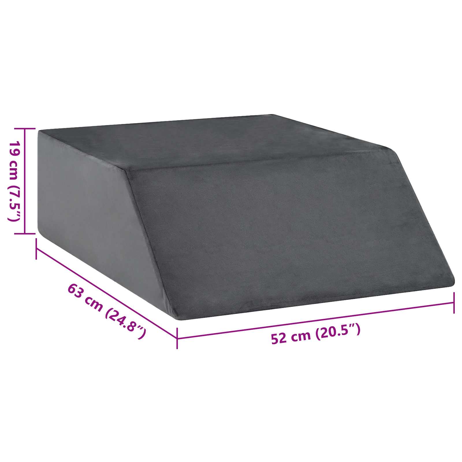 Jastučić za noge Jednobojno Siva 63 x 52 x 19 cm PU pjena