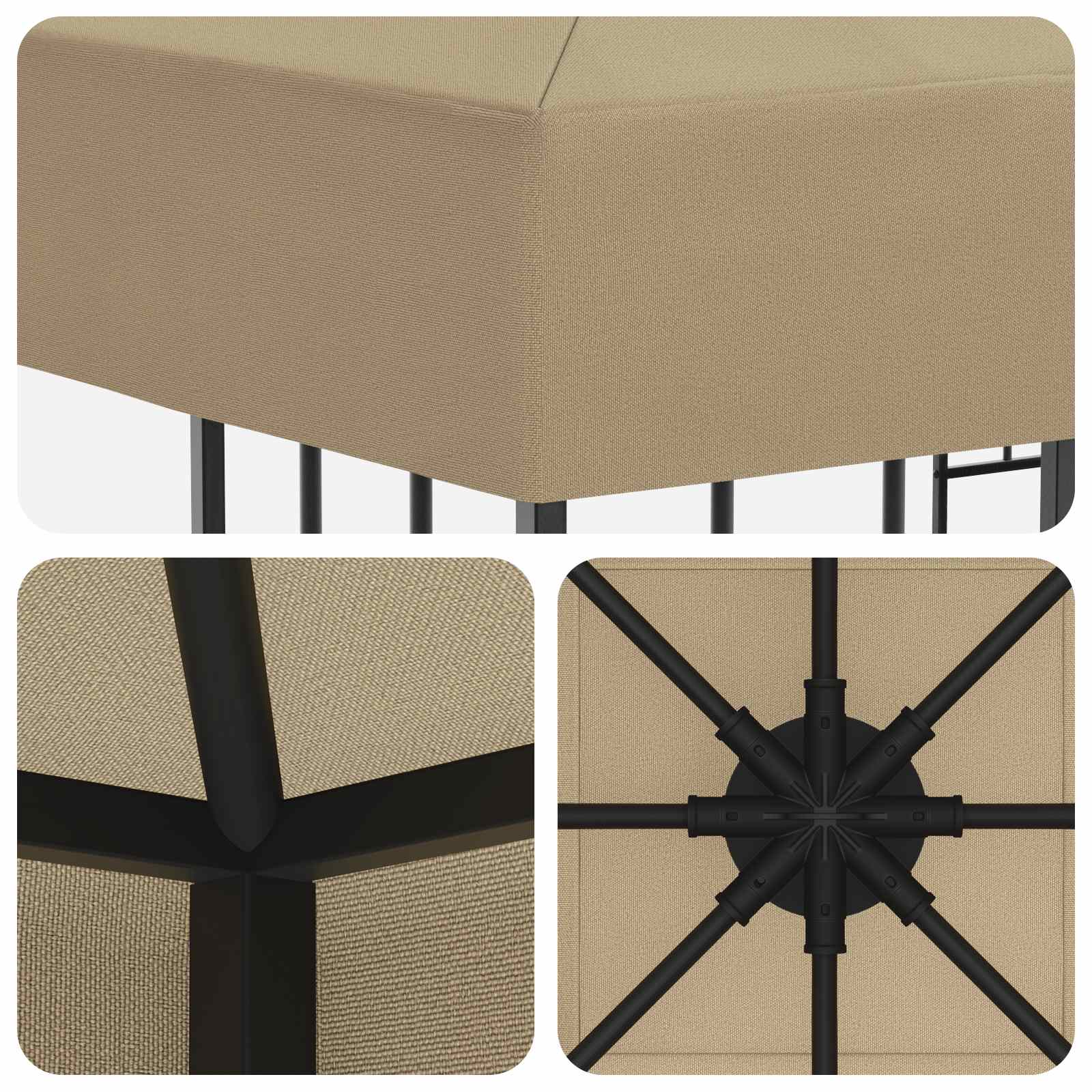 Gazebo 3 x 3 m Bež Poliester i čelik 190 gsm