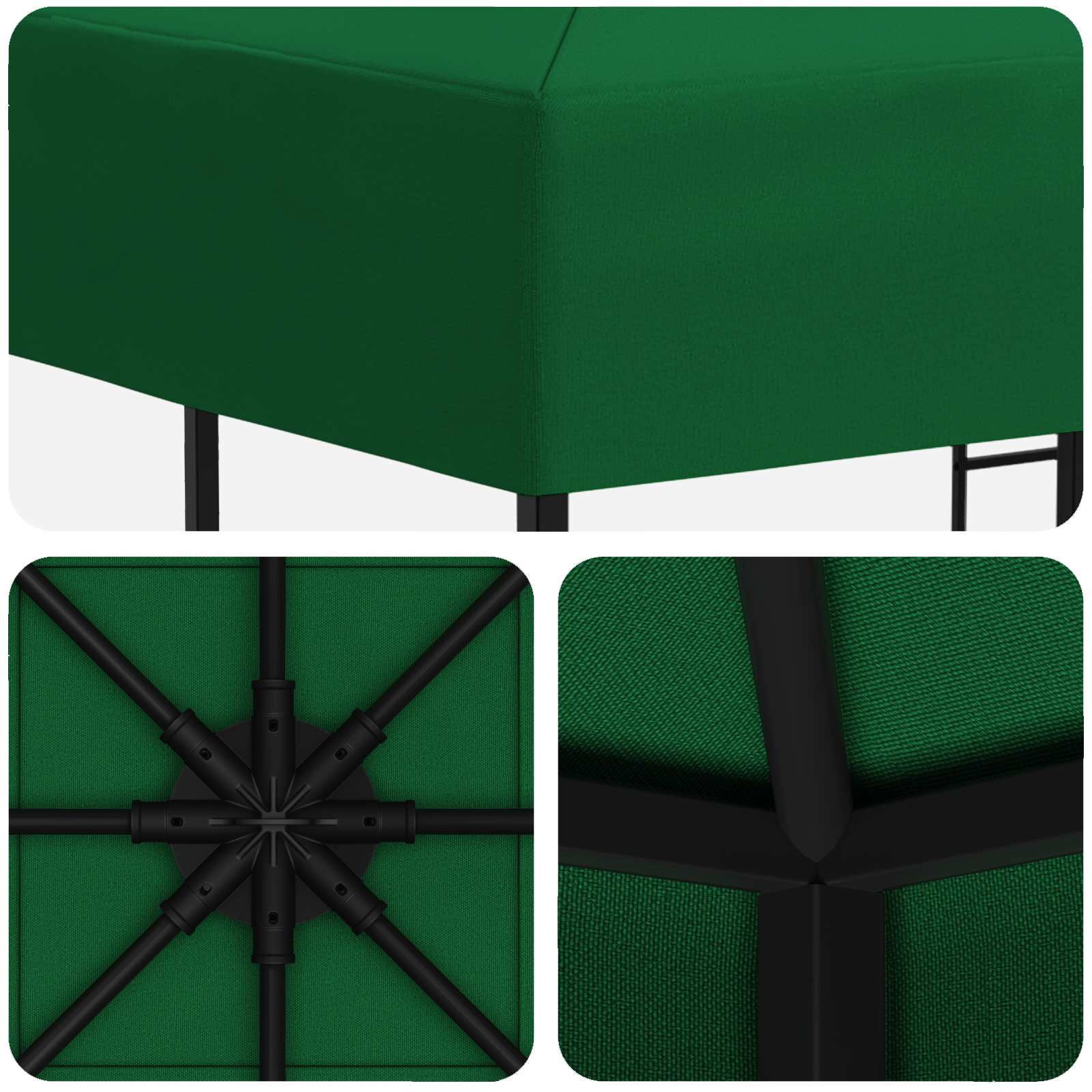 Gazebo 3 x 3 m Zelena Poliester i čelik 190 gsm