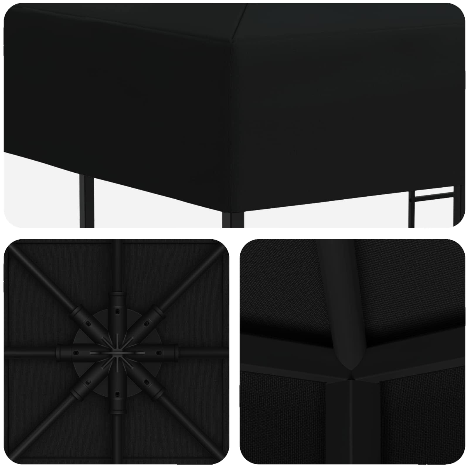 Gazebo 3 x 3 m Crna Poliester i čelik 190 gsm