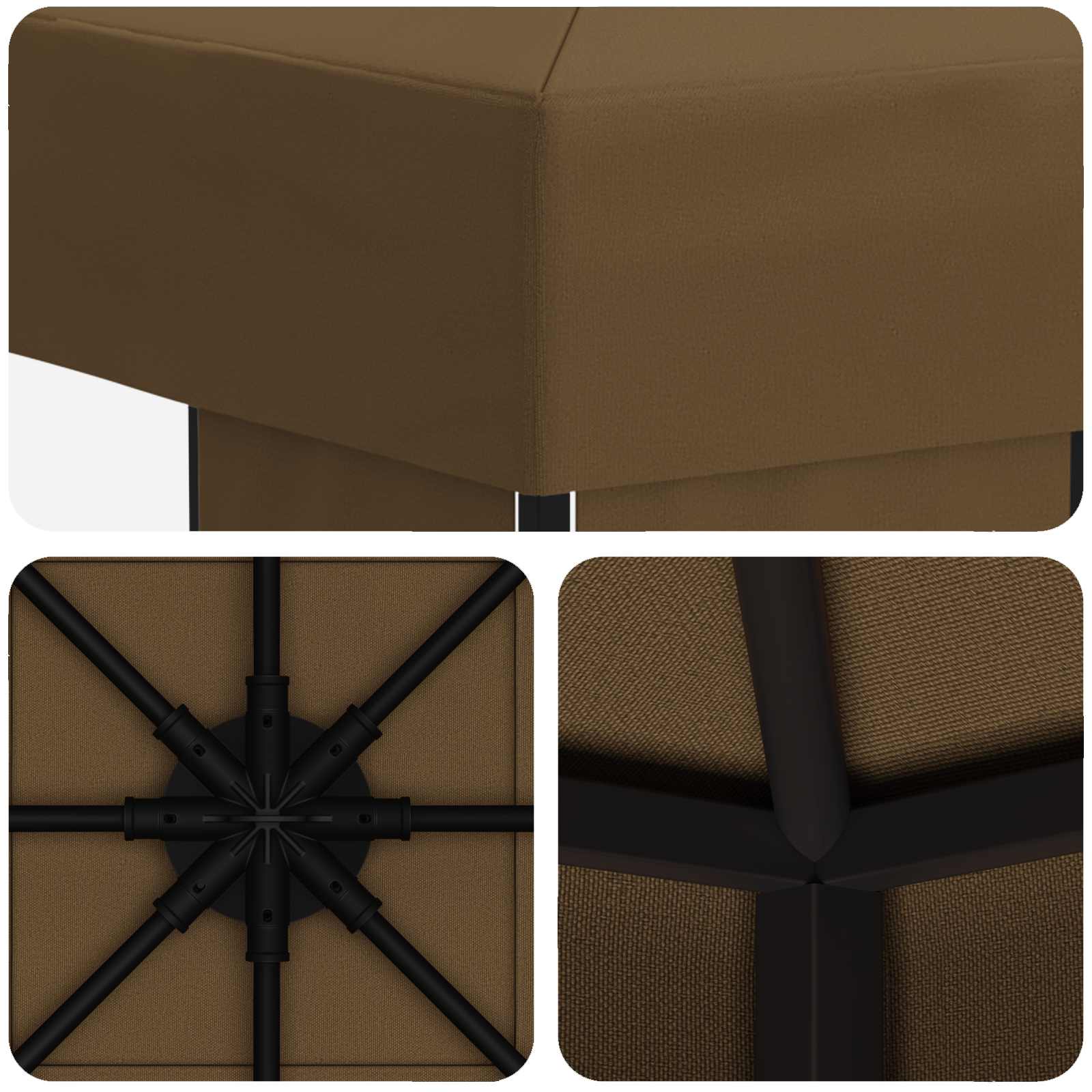 Gazebo 3 x 3 m Sivosmeđa Poliester i čelik 190 gsm