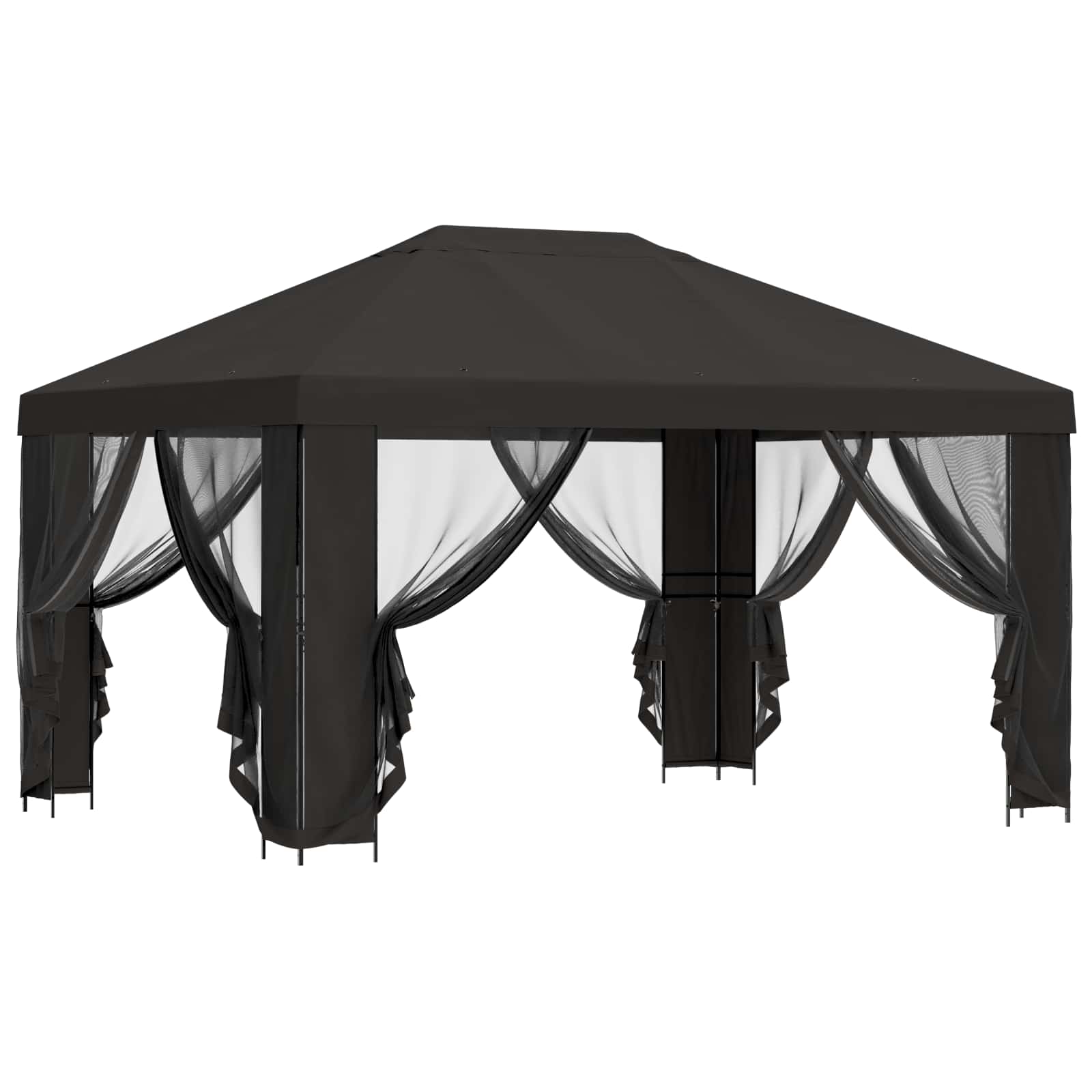 Vrtna sjenica sa stranicama 4 × 3 m Antracit Poliester i čelik