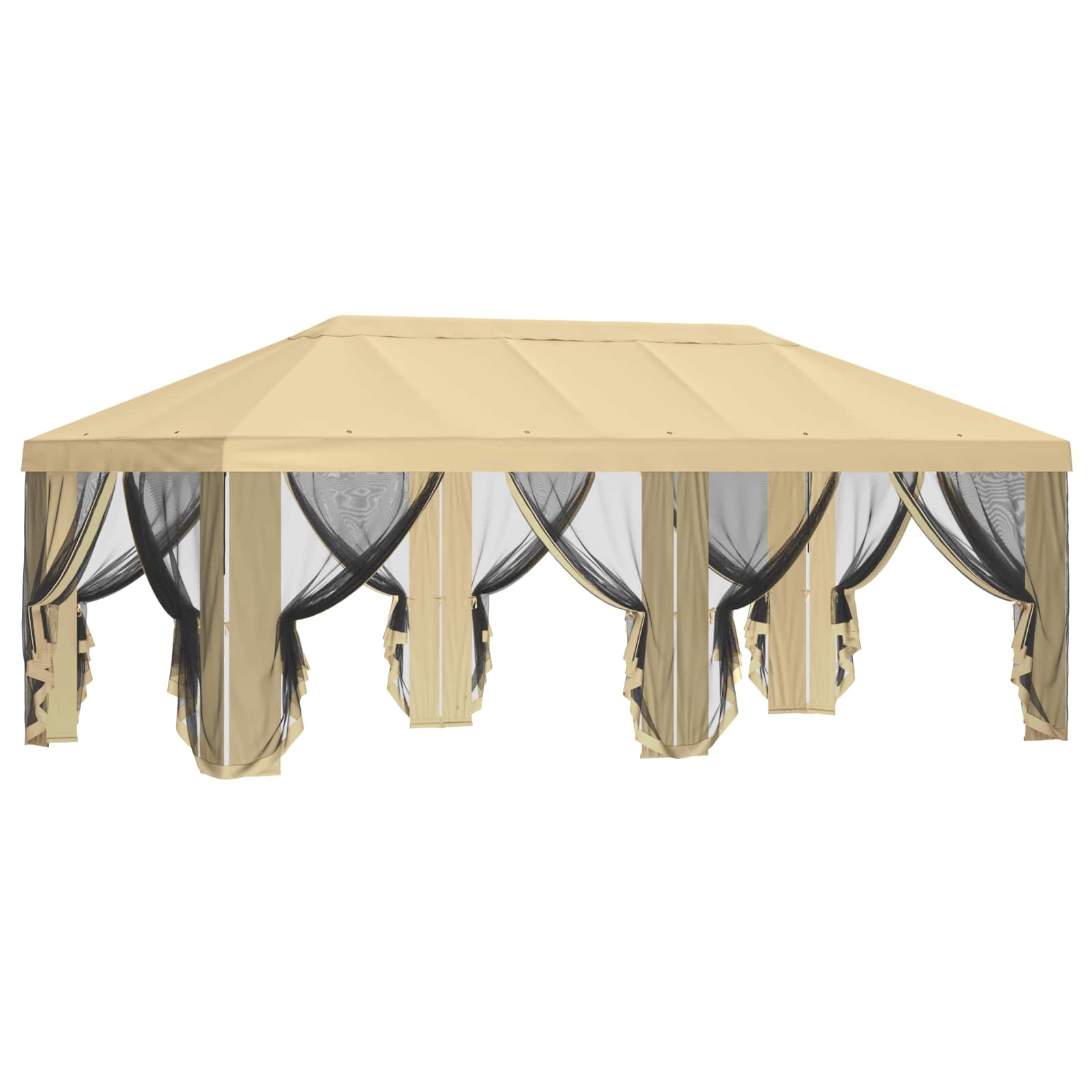 Pokrov za gazebo s bočnim zidovima 6 x 3 m Krem Poliester 190