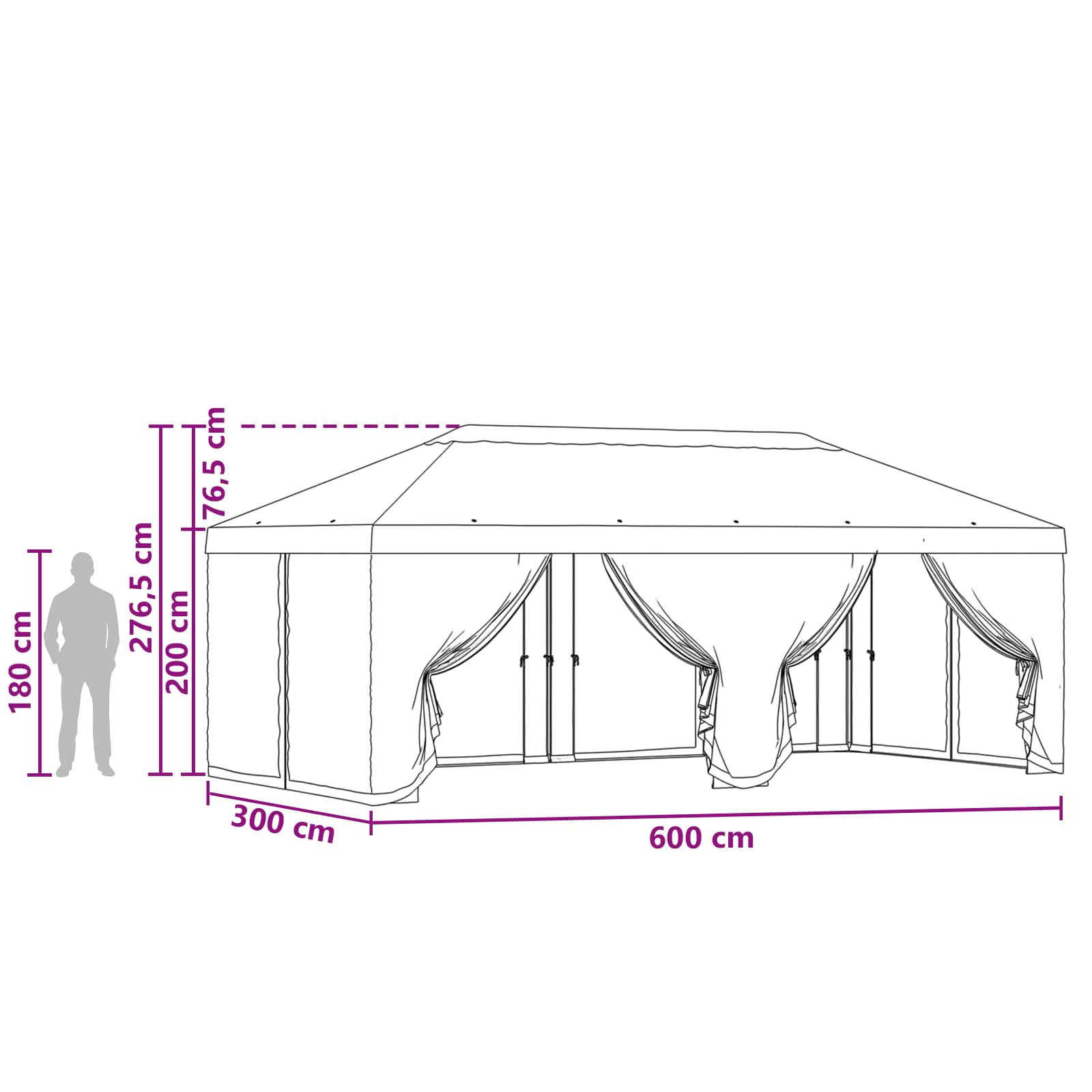 Pokrov za gazebo s bočnim zidovima 6 x 3 m Narančasta Poliester