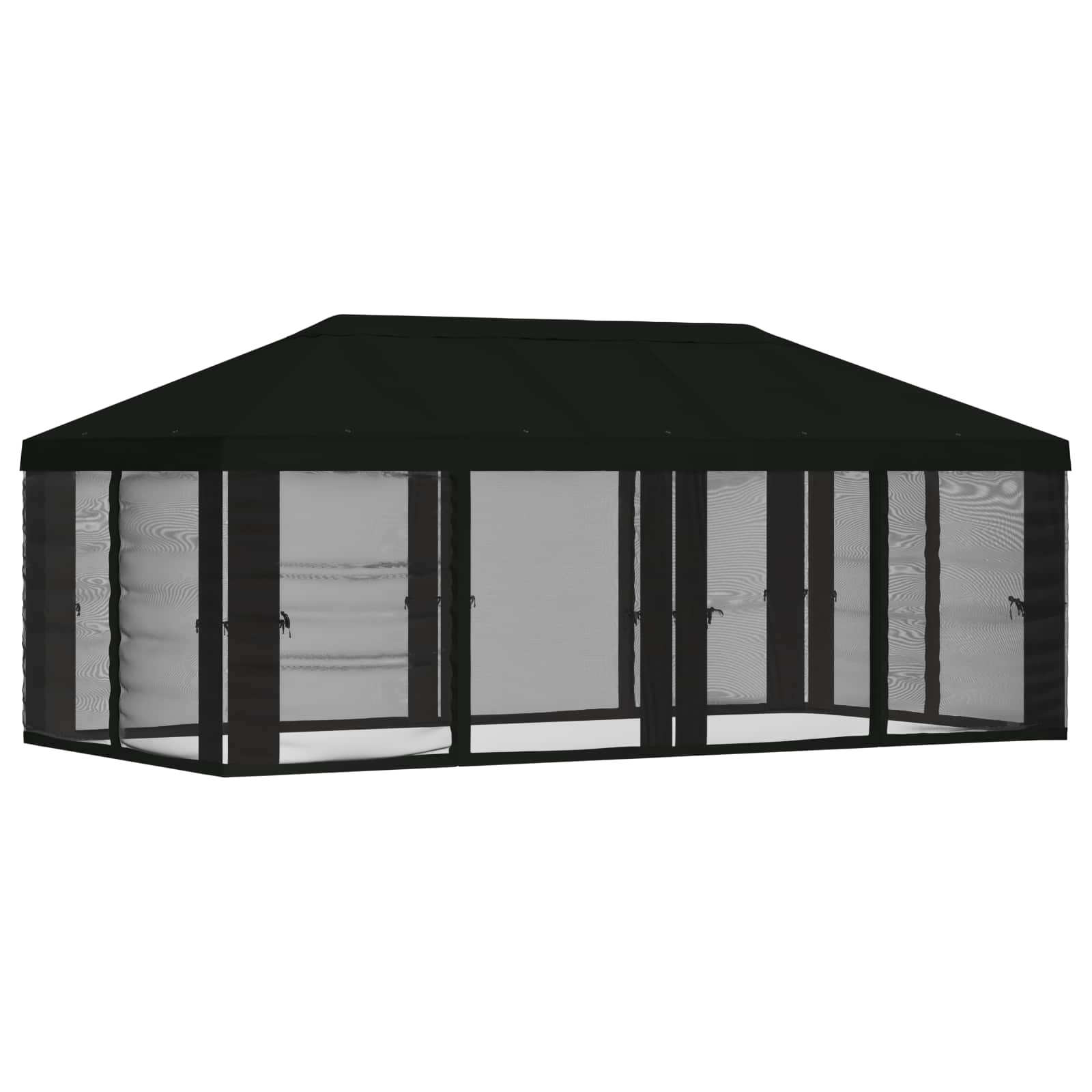 Pokrov za gazebo s bočnim zidovima 6 x 3 m Crna Poliester 190