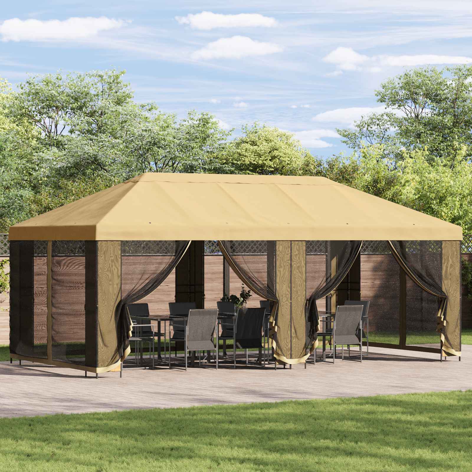 Pokrov za gazebo s bočnim zidovima Krem 600,5 x 300,5 cm