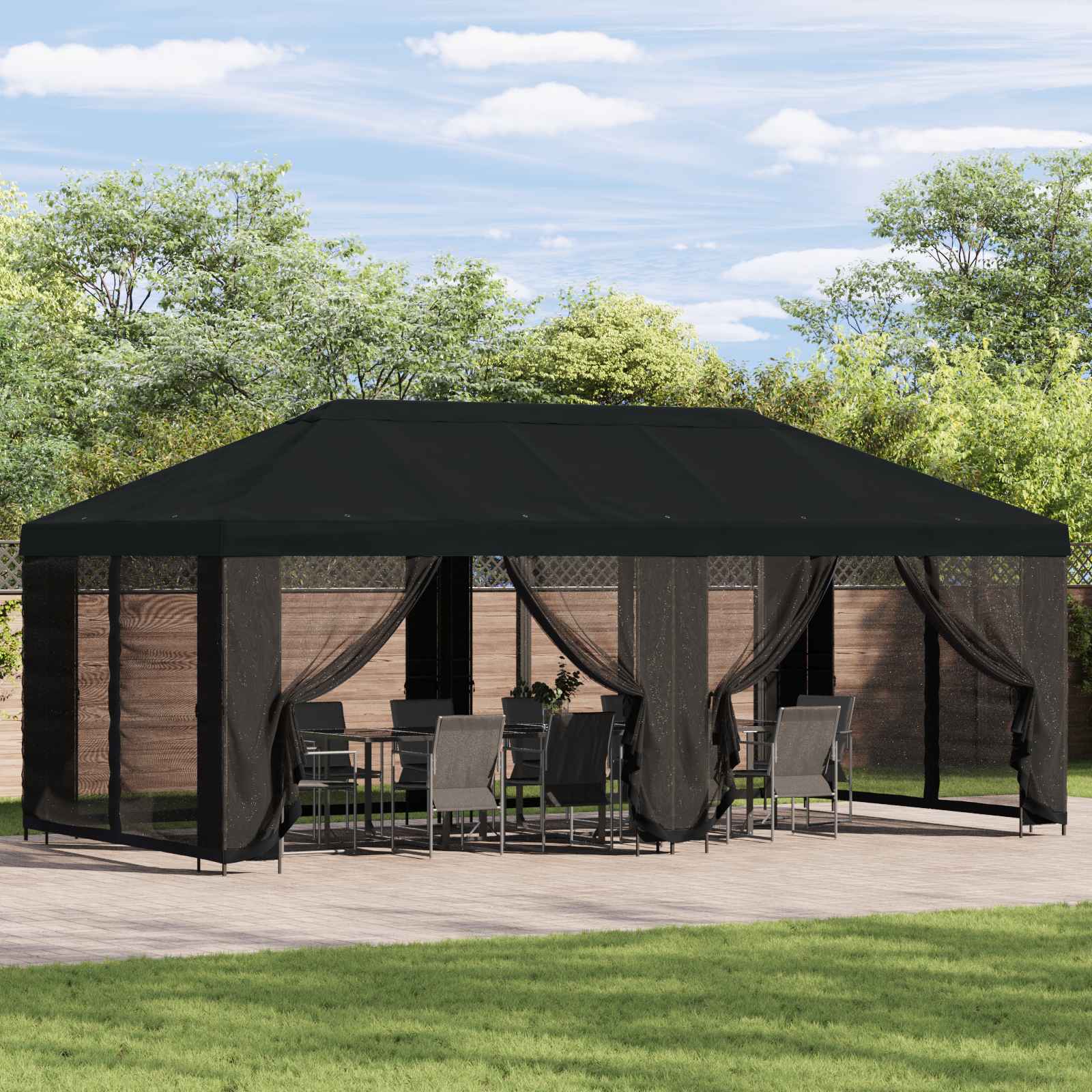 Pokrov za gazebo s bočnim zidovima Crna 600,5 x 300,5 cm