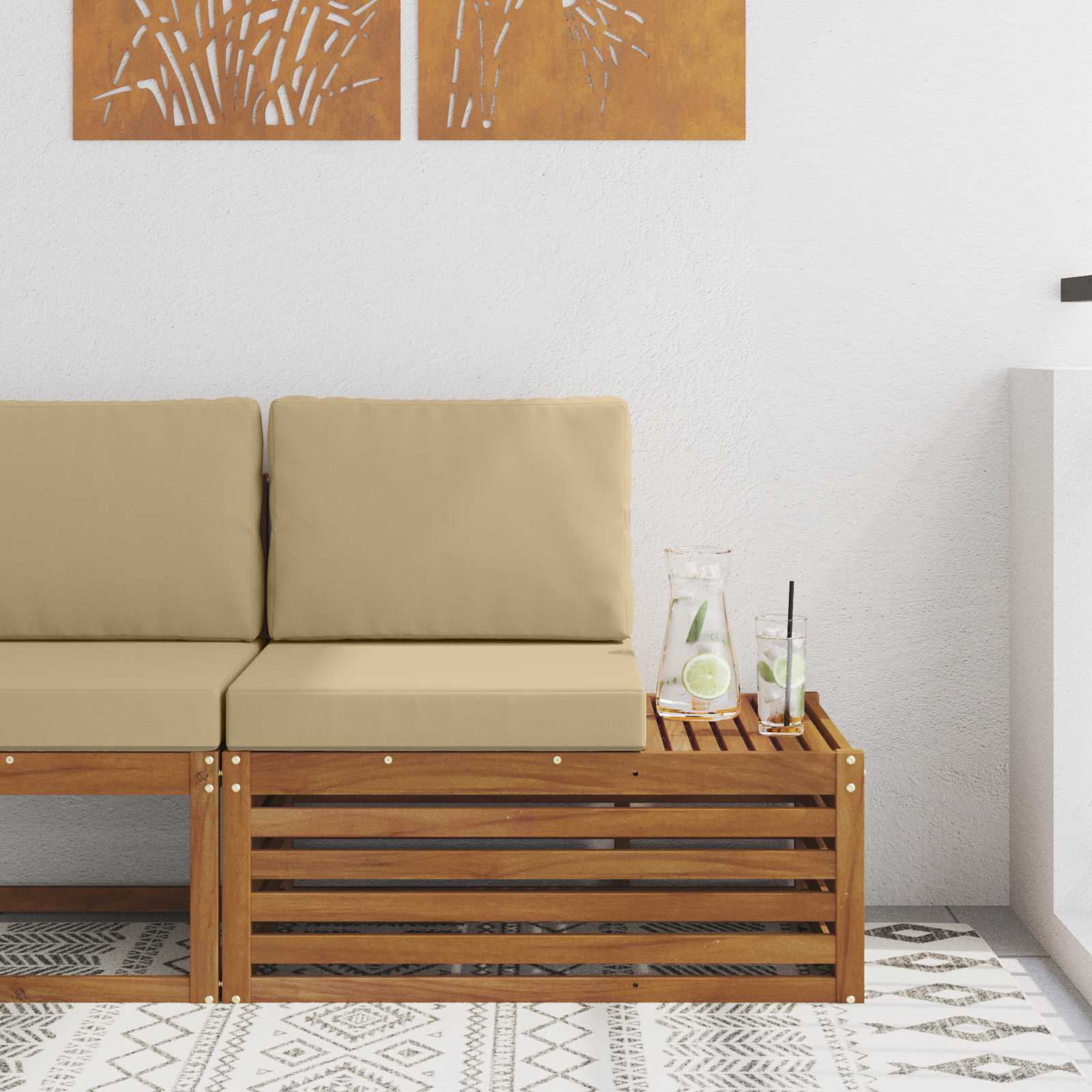 Vanjski krajnji kauč s jastukom Prirodna 91 x 63 x 73 cm