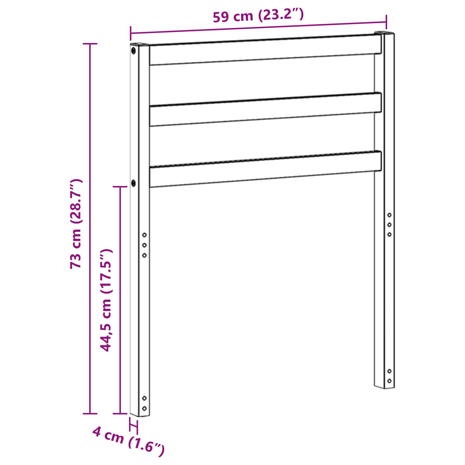 Naslon 2 pcs Prirodna 59 x 4 x 73 cm Čvrsto drvo akacije