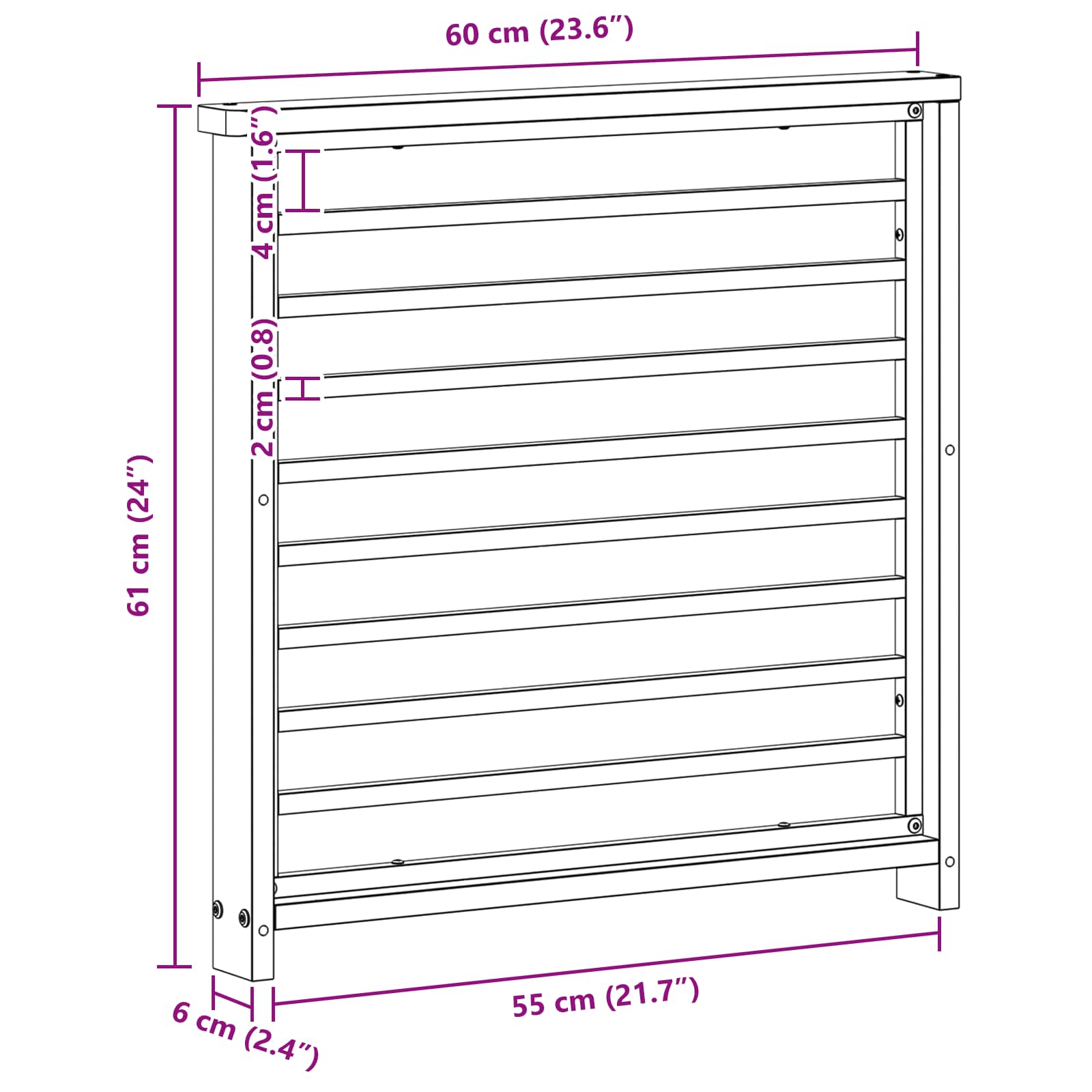 Naslon 2 pcs Prirodna 60 x 6 x 61 cm Čvrsto drvo akacije