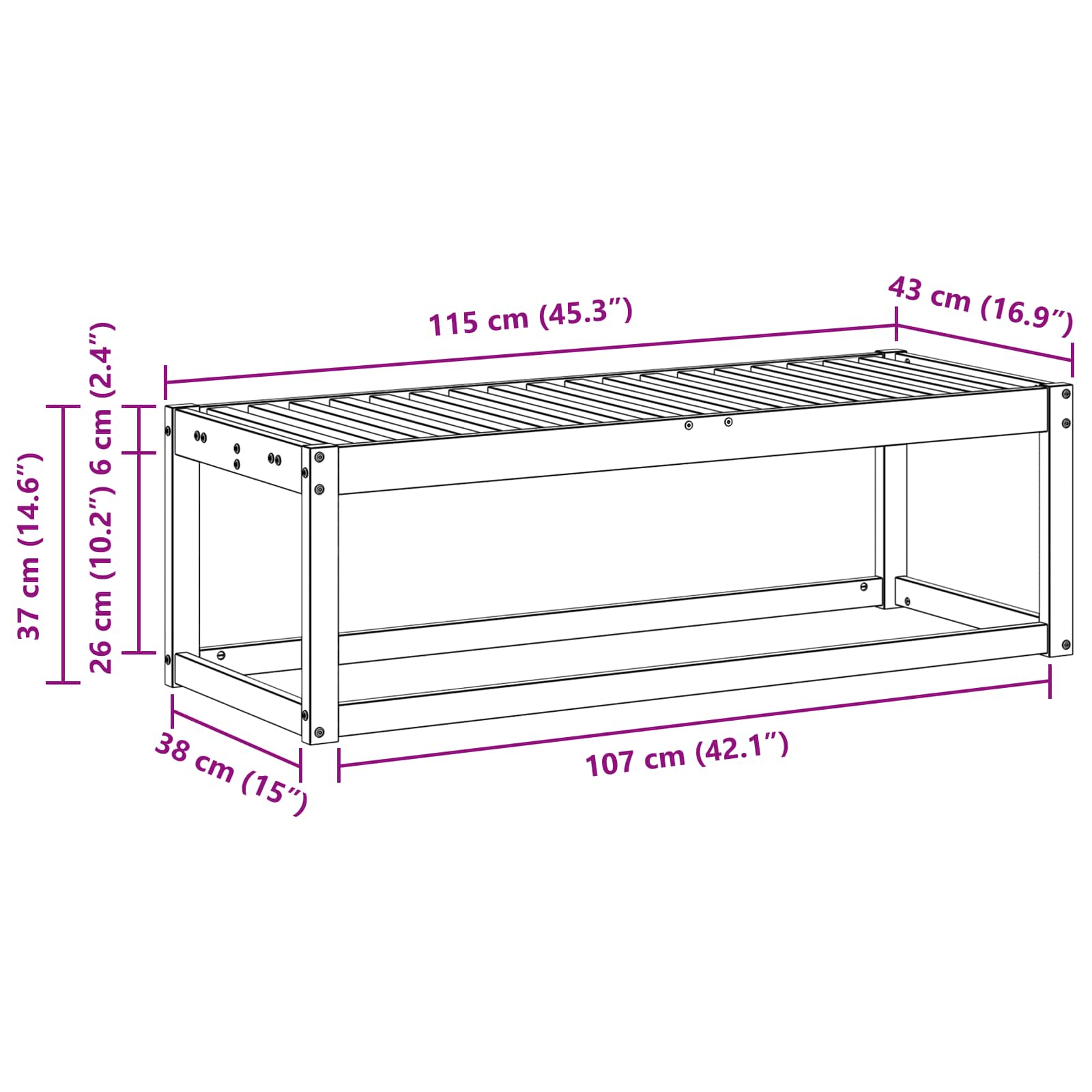Vanjska stolica klupa Prirodna 115 x 43 x 37 cm