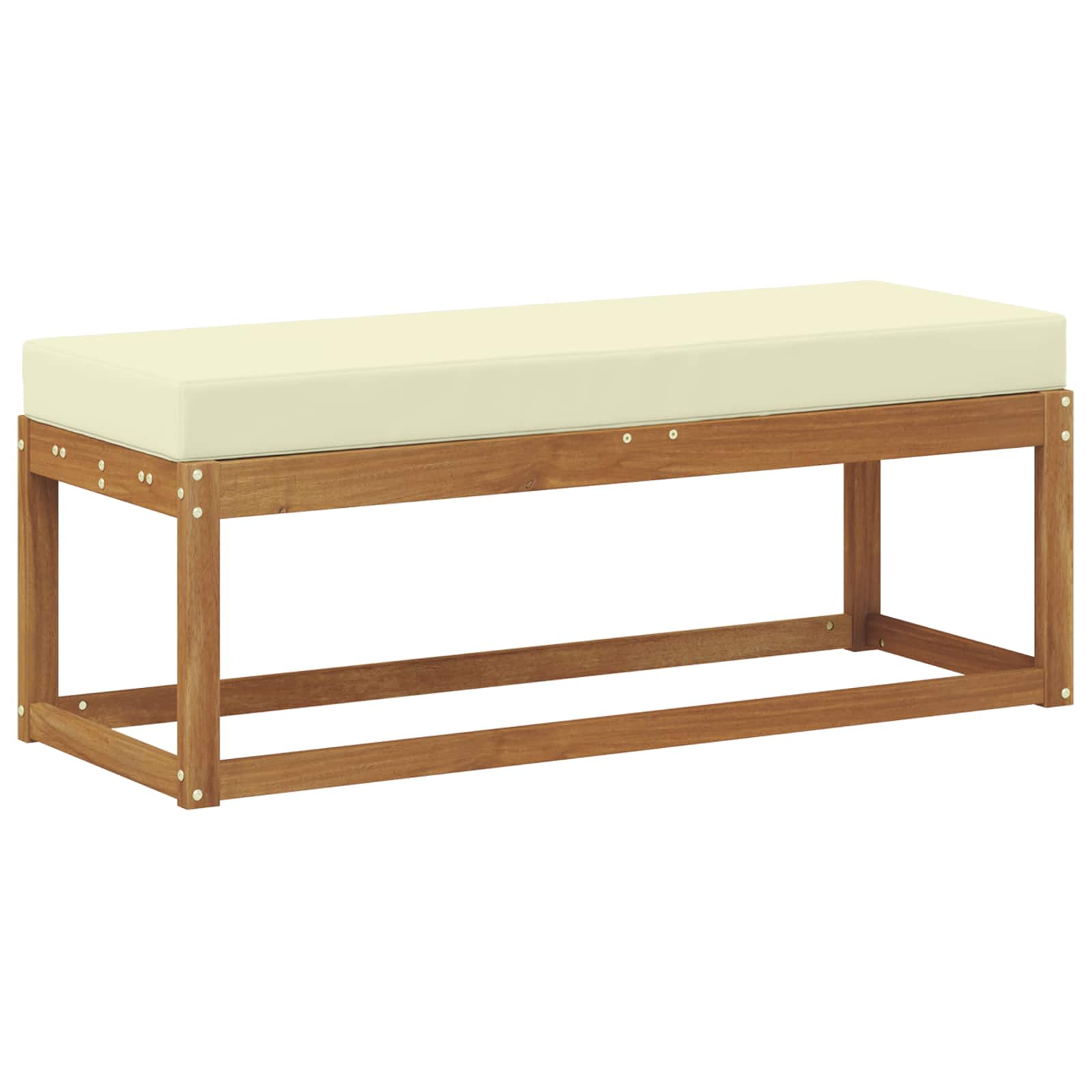 Vanjska klupa s jastukom Prirodna i krem 115 x 43 x 45 cm