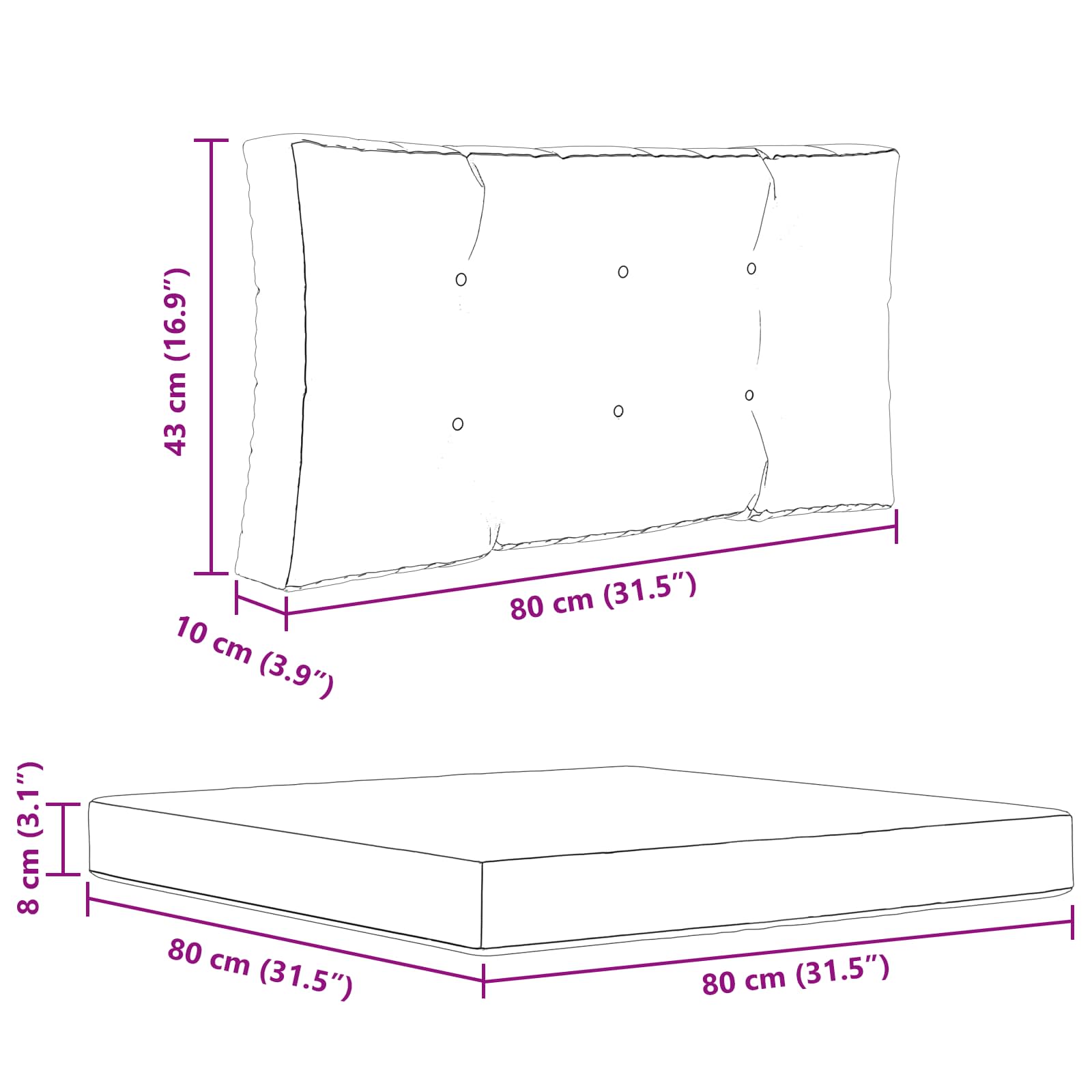 Jastuk za vanjsku sofU 3 pcs Ružičasta Poliester