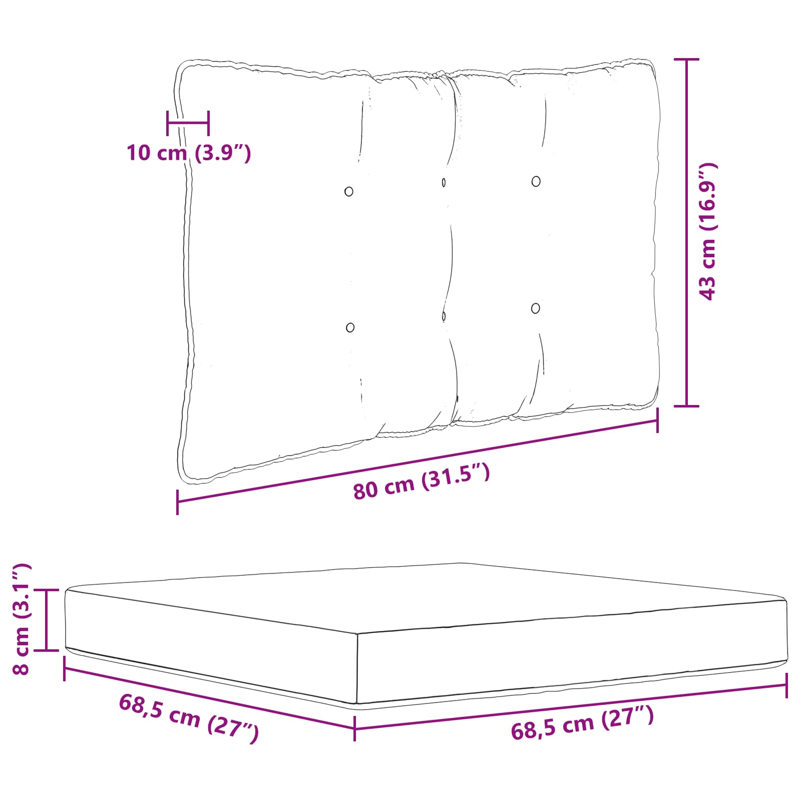 Jastuk za vanjsku sofU 3 pcs Sivi Poliester