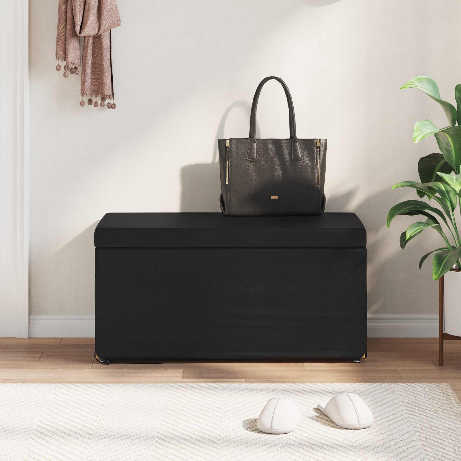 Stolica Crna 81 x 41 x 40 cm Umjetna Koža i Fino Radeći Drvo