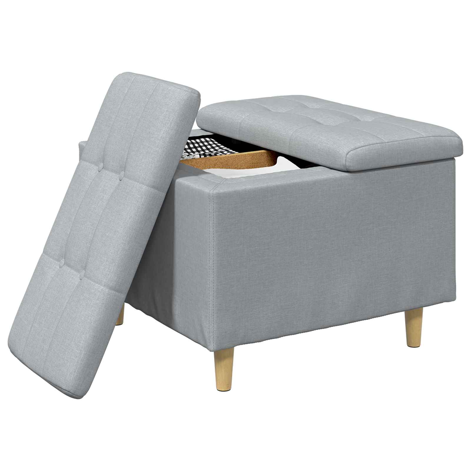 Otoman za pohranu Svijetlo siva 60 x 60 x 45 cm tkanina