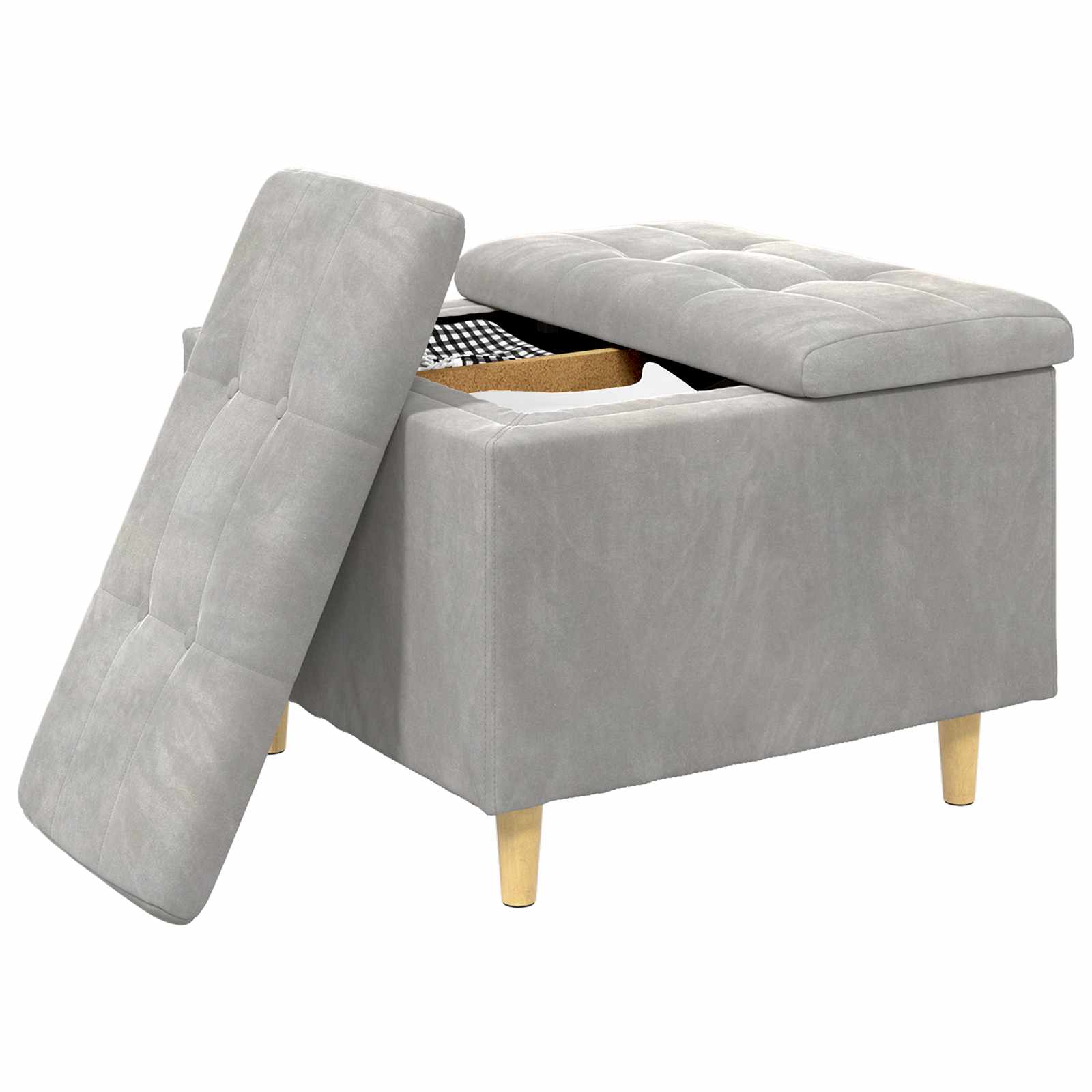 Otoman za pohranu Svijetlo siva 60 x 60 x 45 cm Baršun