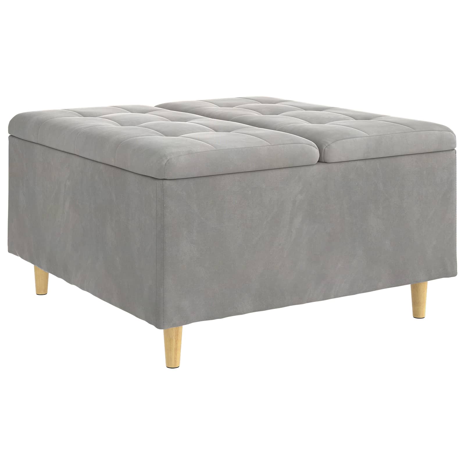 Otoman za pohranu Svijetlo siva 80 x 80 x 45 cm Baršun