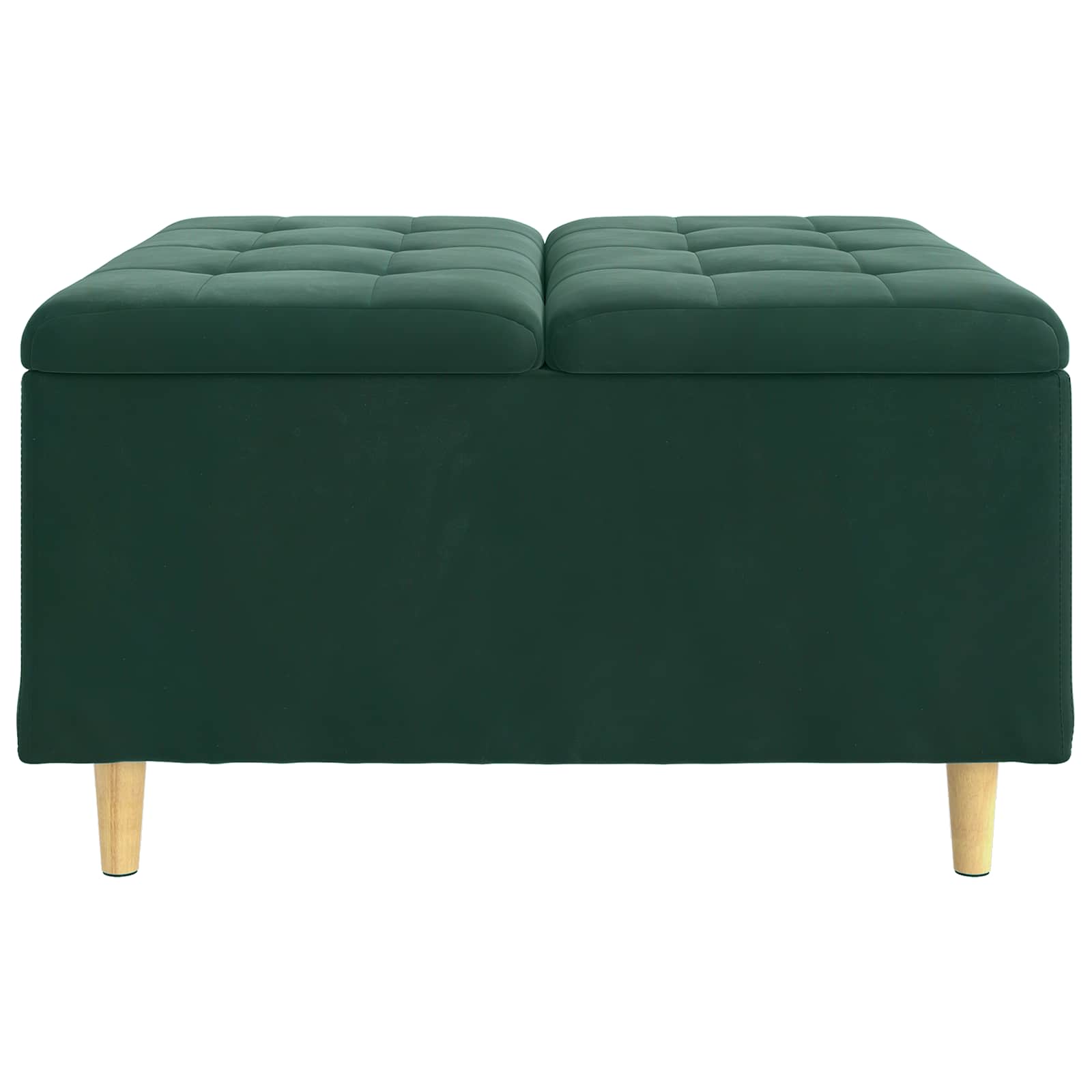 Otoman za pohranu s jastukom Tamnozelena 80 x 80 x 45 cm Baršun