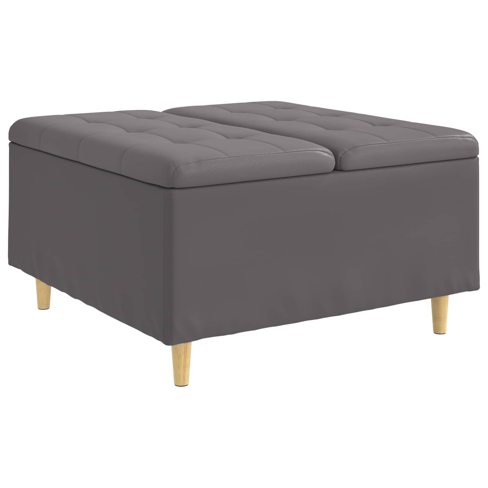 Otoman za pohranu s jastukom Sivi 80 x 80 x 45 cm Umjetna koža