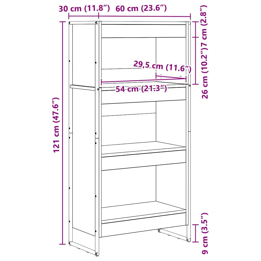 Ormarić za knjige Umjetnička hrastovina 60 x 30 x 121 cm