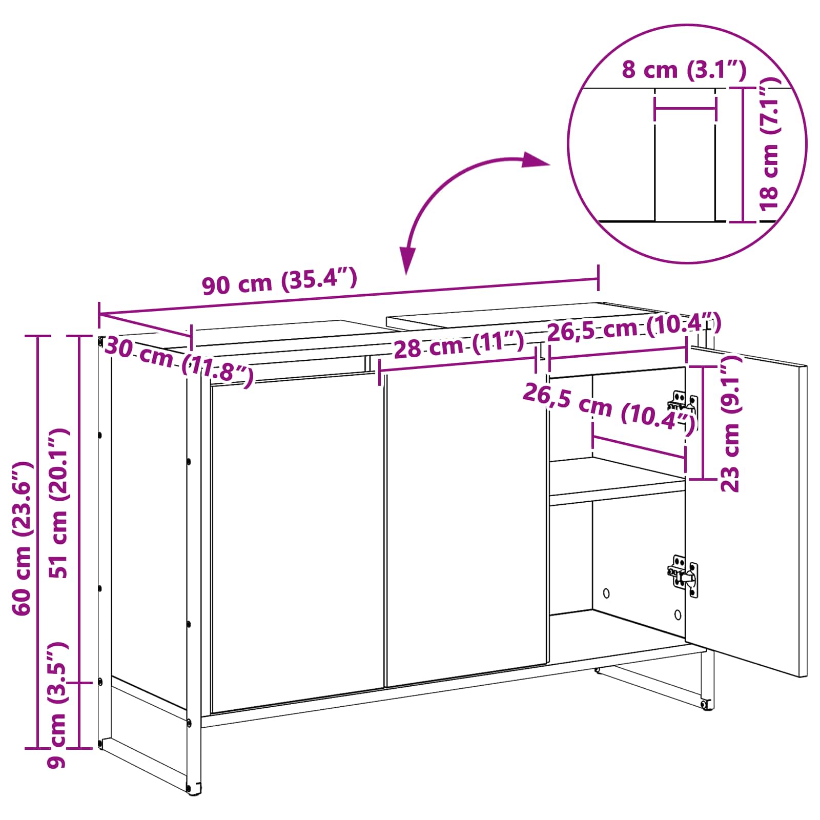 Kupaonski ormar Staro drvo 90 x 30 x 60 cm Konstruirano drvo
