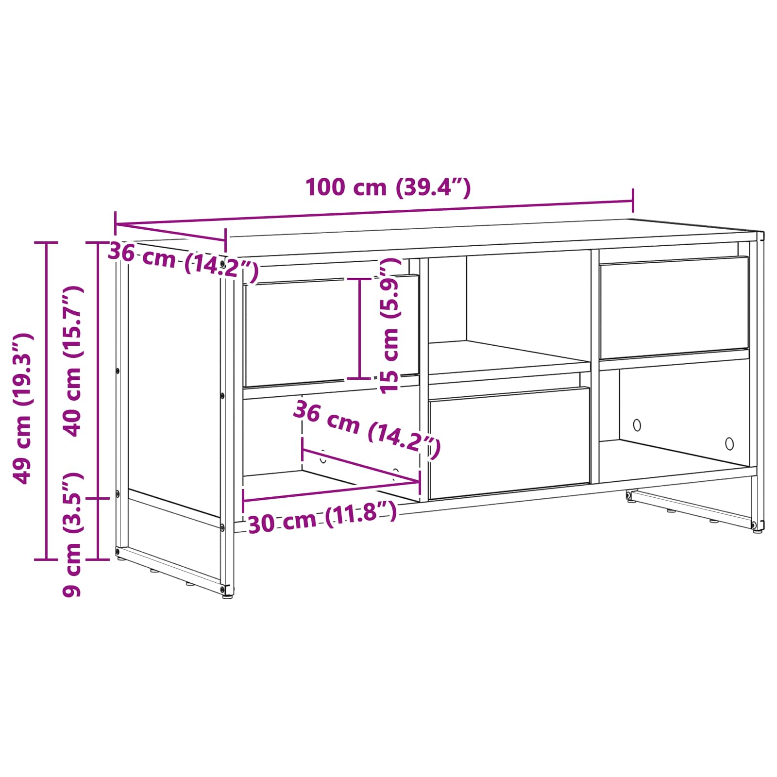 TV ormar Dimni hrast 100 x 36 x 49,5 cm Konstruirano drvo