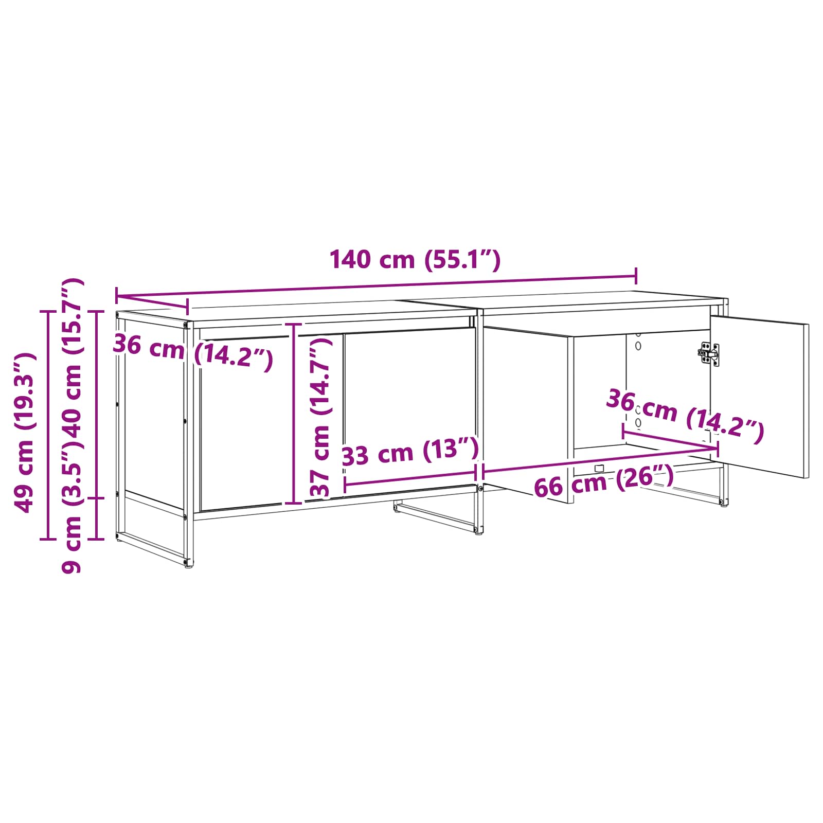 TV ormar Dimni hrast 140 x 36 x 49.5 cm Konstruirano drvo