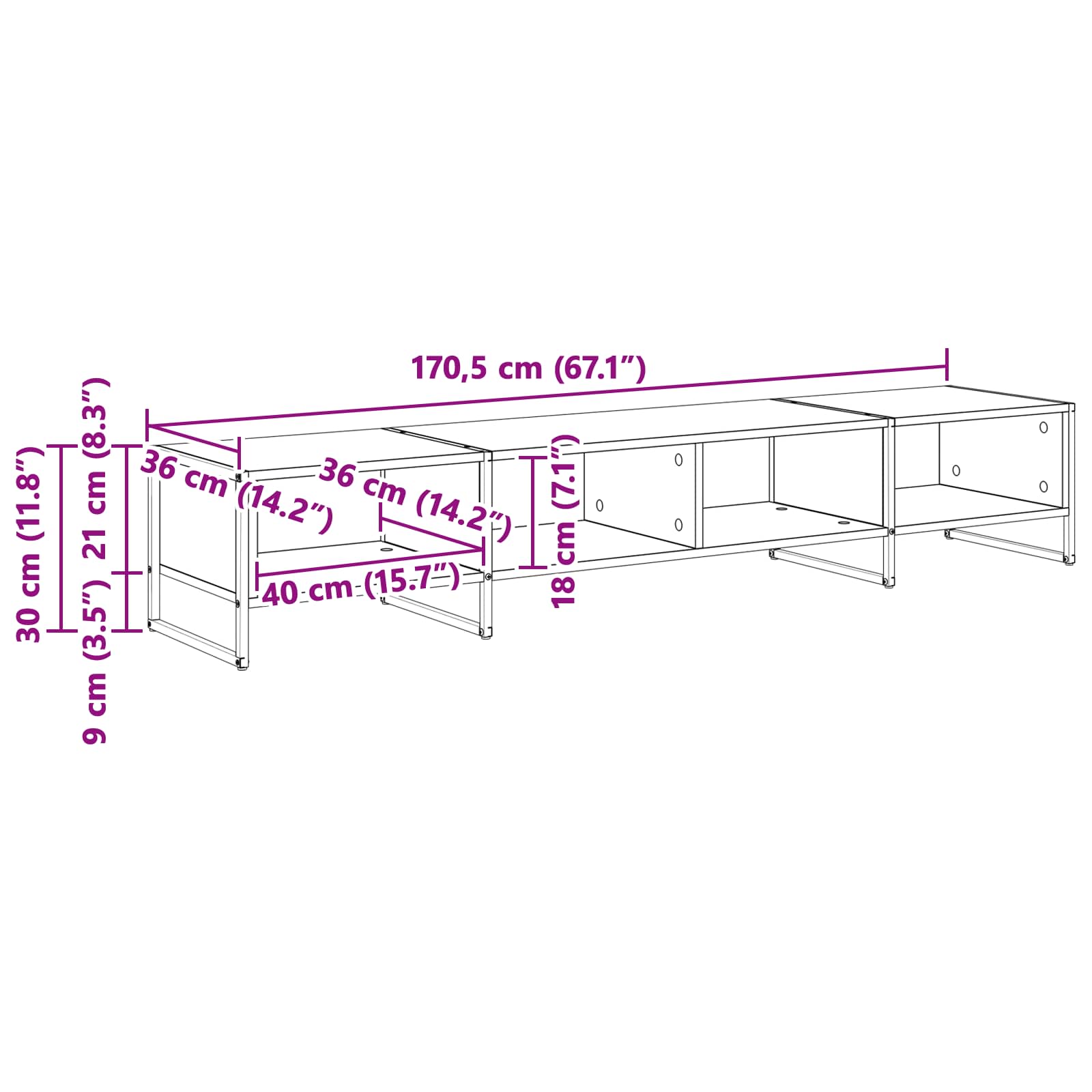 TV ormar Siva Sonoma 170.5 x 36 x 30.5 cm Konstruirano drvo
