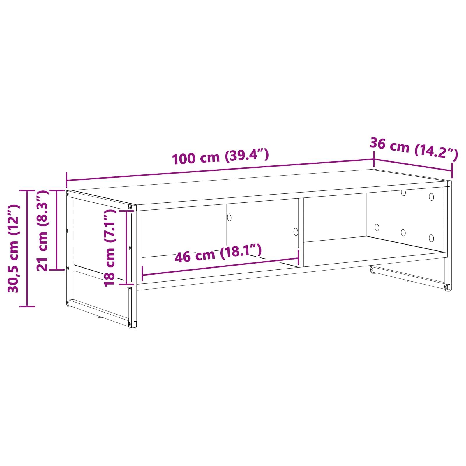 TV ormar 100 x 36.5 x 30.5 cm Crni hrast Konstruirano drvo