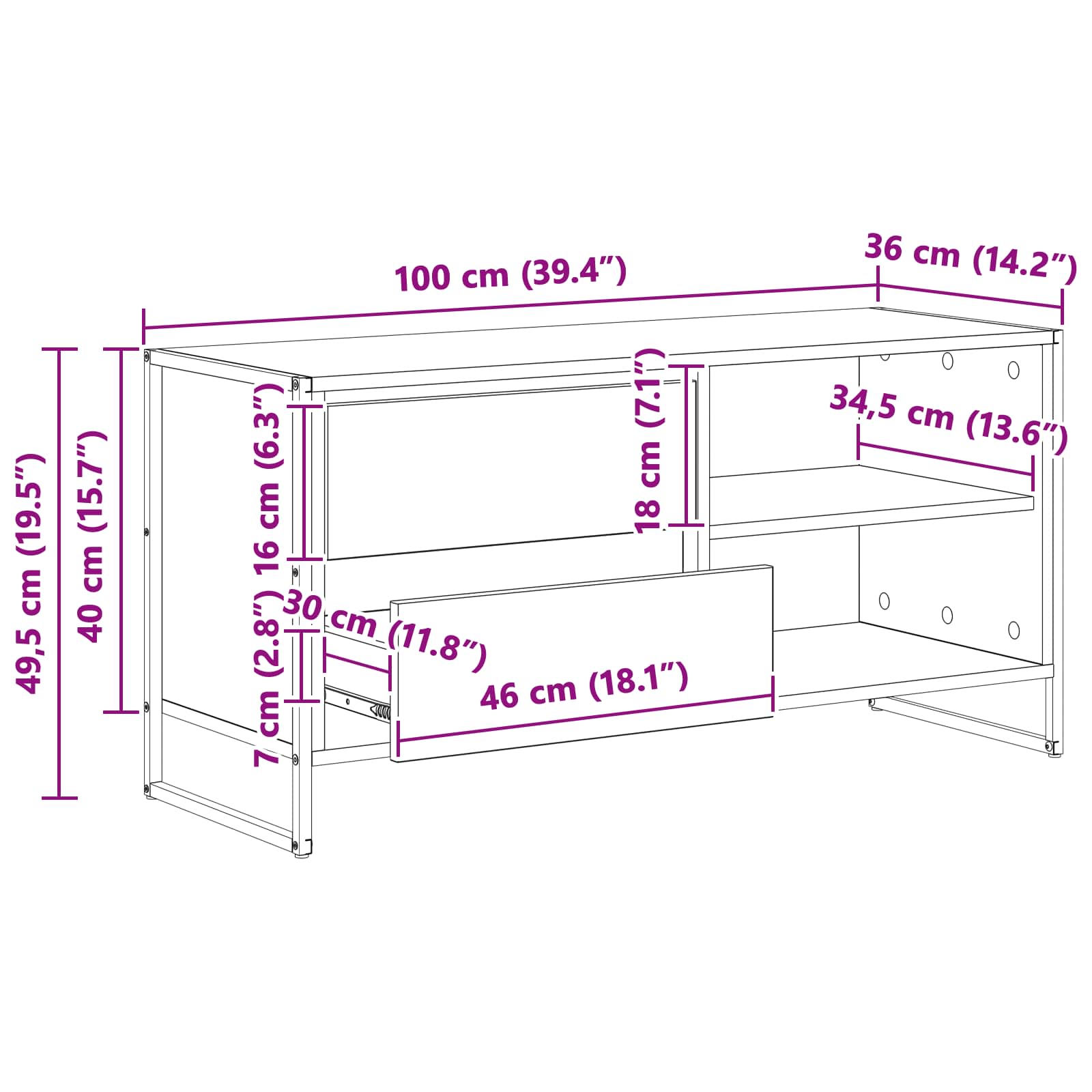 TV ormar Dimni hrast 100 x 36 x 49,5 cm Konstruirano drvo