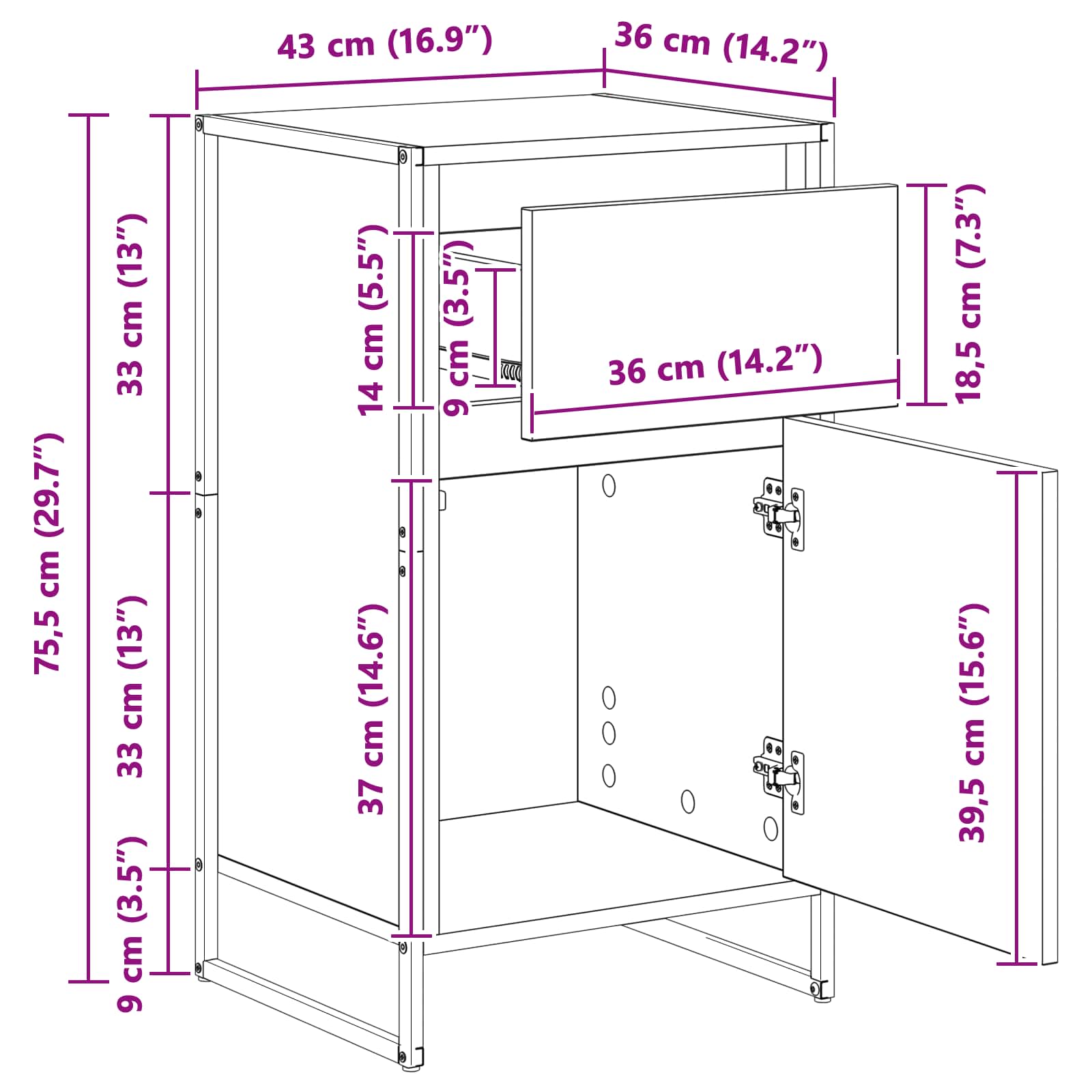 Kreveta Crni hrast 43 x 36 x 75,5 cm Konstruirano drvo