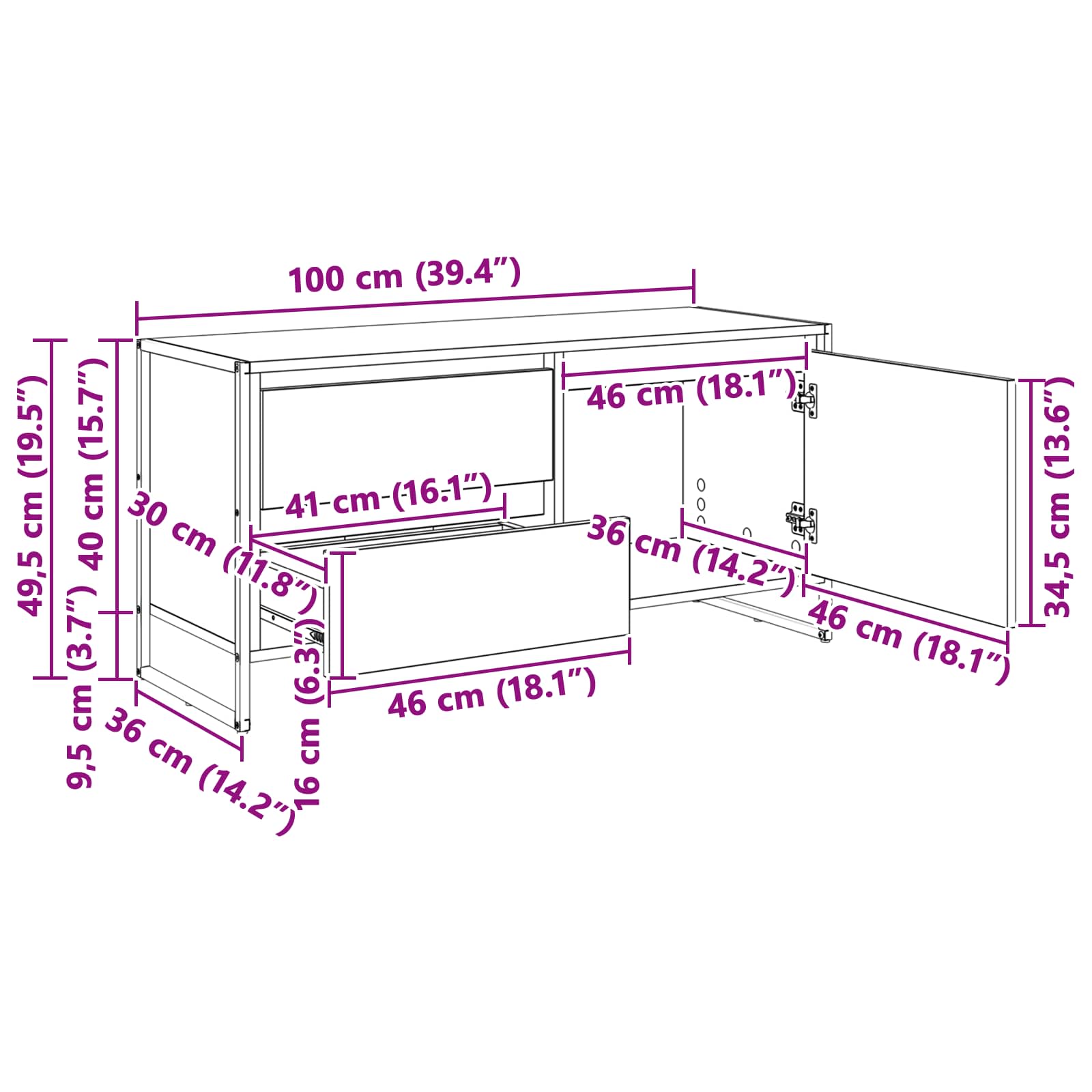 TV ormar Staro drvo 100 x 36 x 49.5 cm Konstruirano drvo