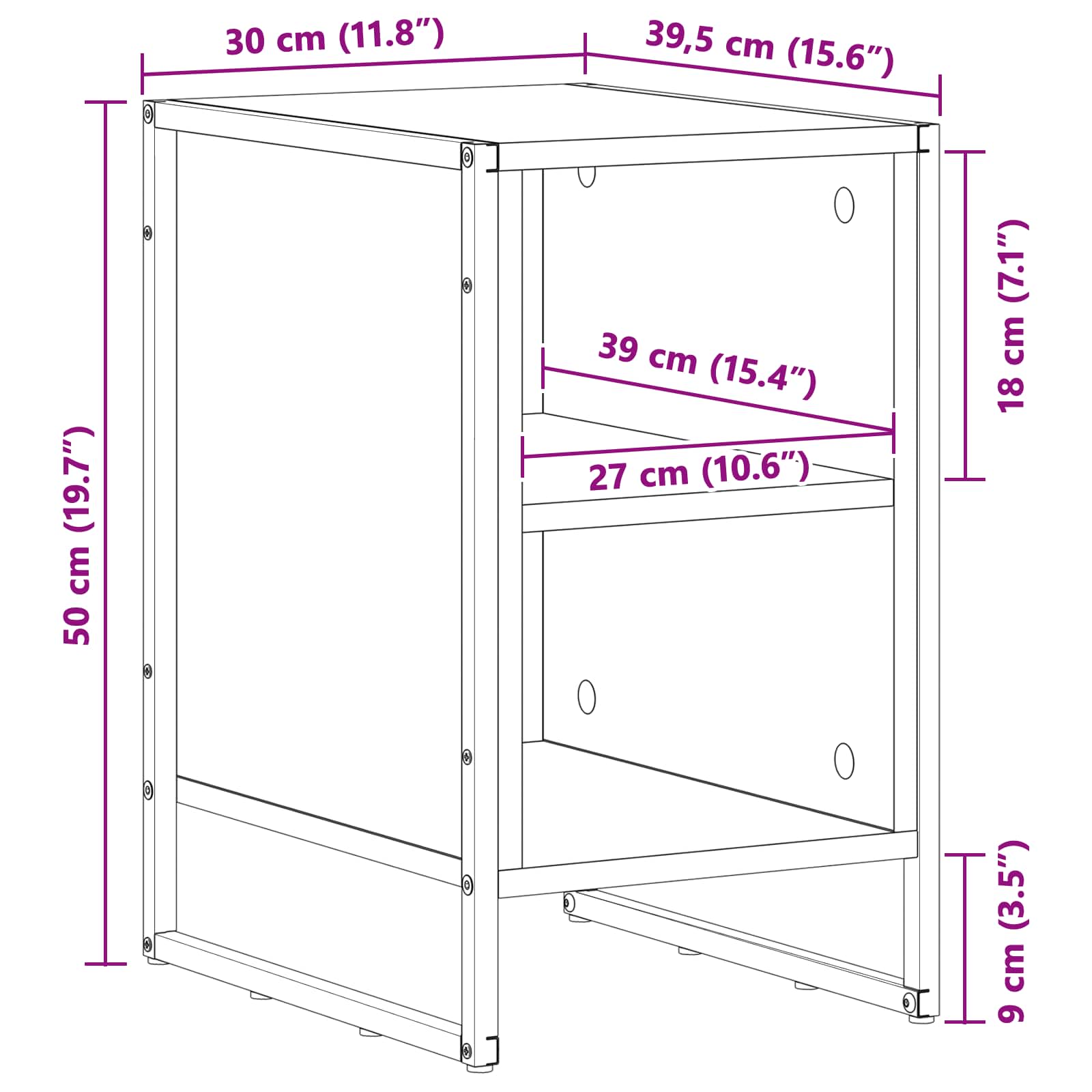 Noćni ormarić 2 pcs Siva Sonoma 39.5 x 30 x 50 cm