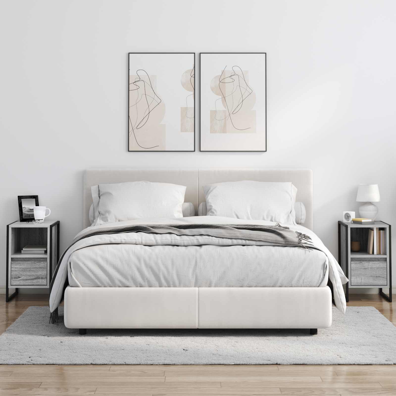 Noćni ormarić s ladicama 2 pcs Siva Sonoma 39,5 x 30 x 50 cm